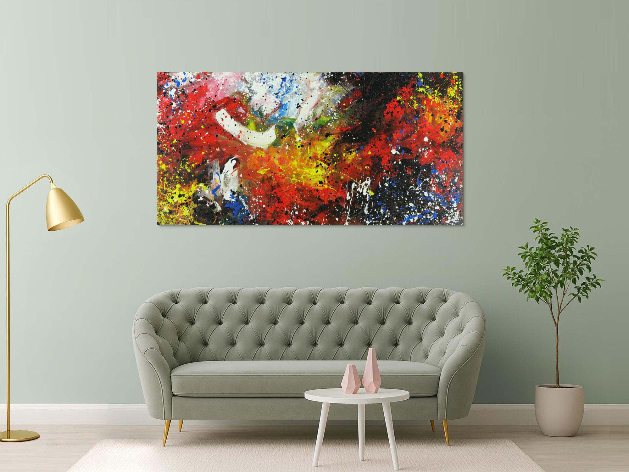 Abstraktes Acrylbild mondernes Gemälde Action Painting Modern Art expressionistisch zeitgenössisch