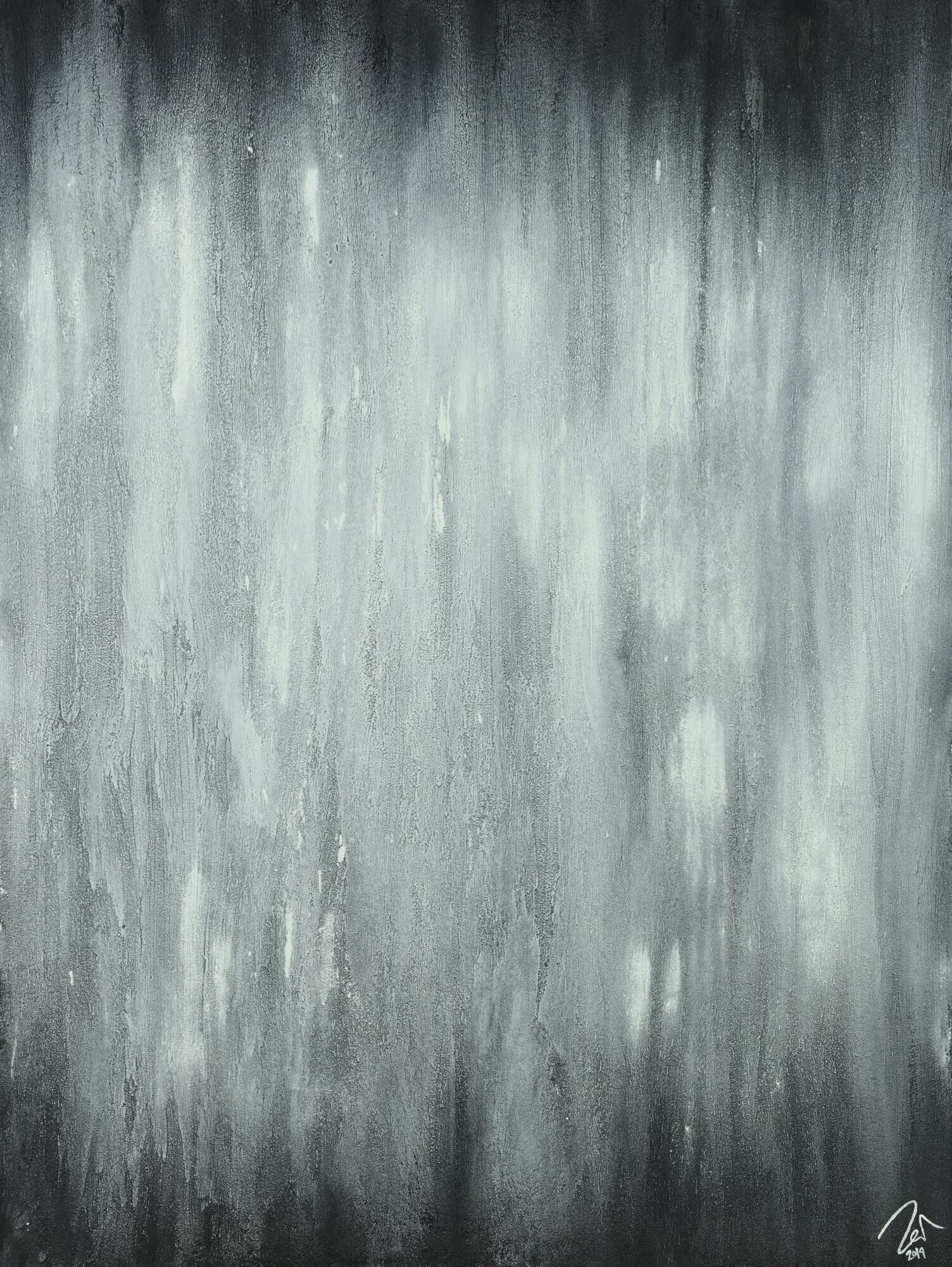 Abstraktes Acrylbild schwarz weiß feine Struktur mit Sand modern zeigenössisch