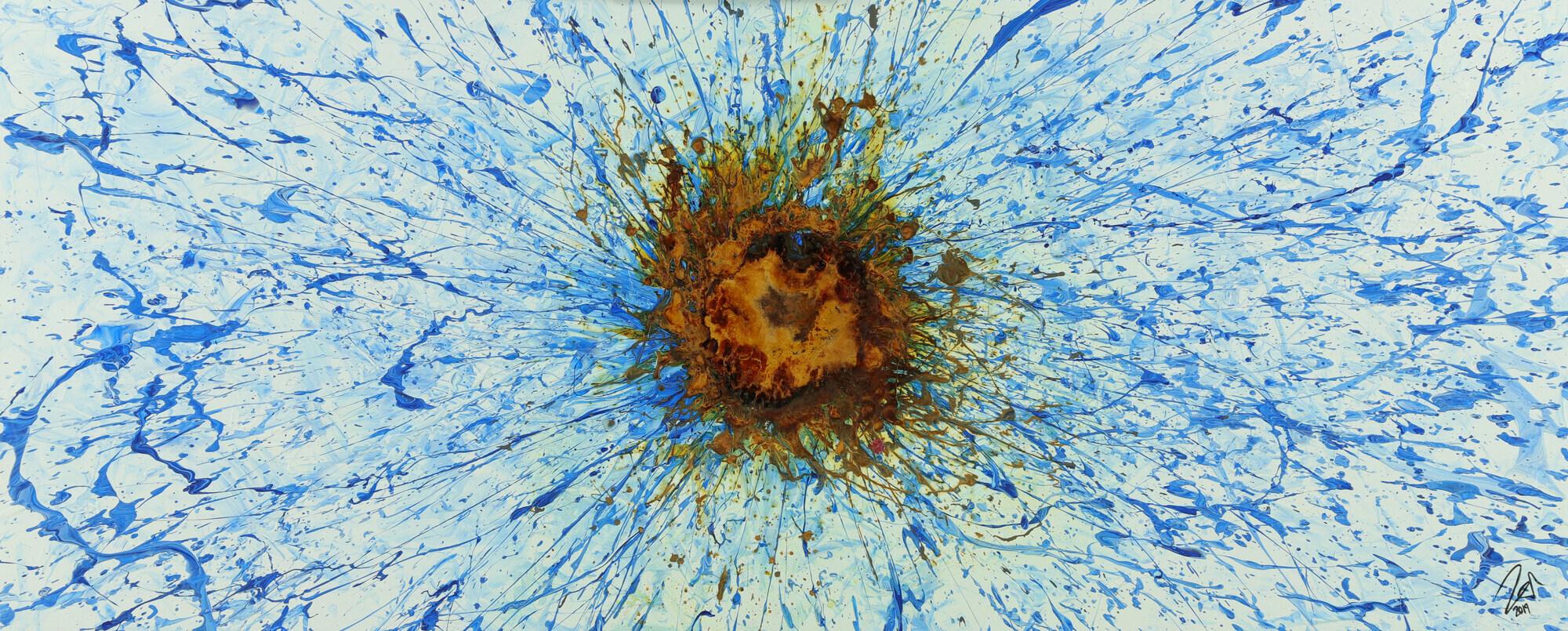 Abstraktes Acrylbild aus echtem Rost und Acrylfarbe Action Paintng Modern Art zeitgenössisch