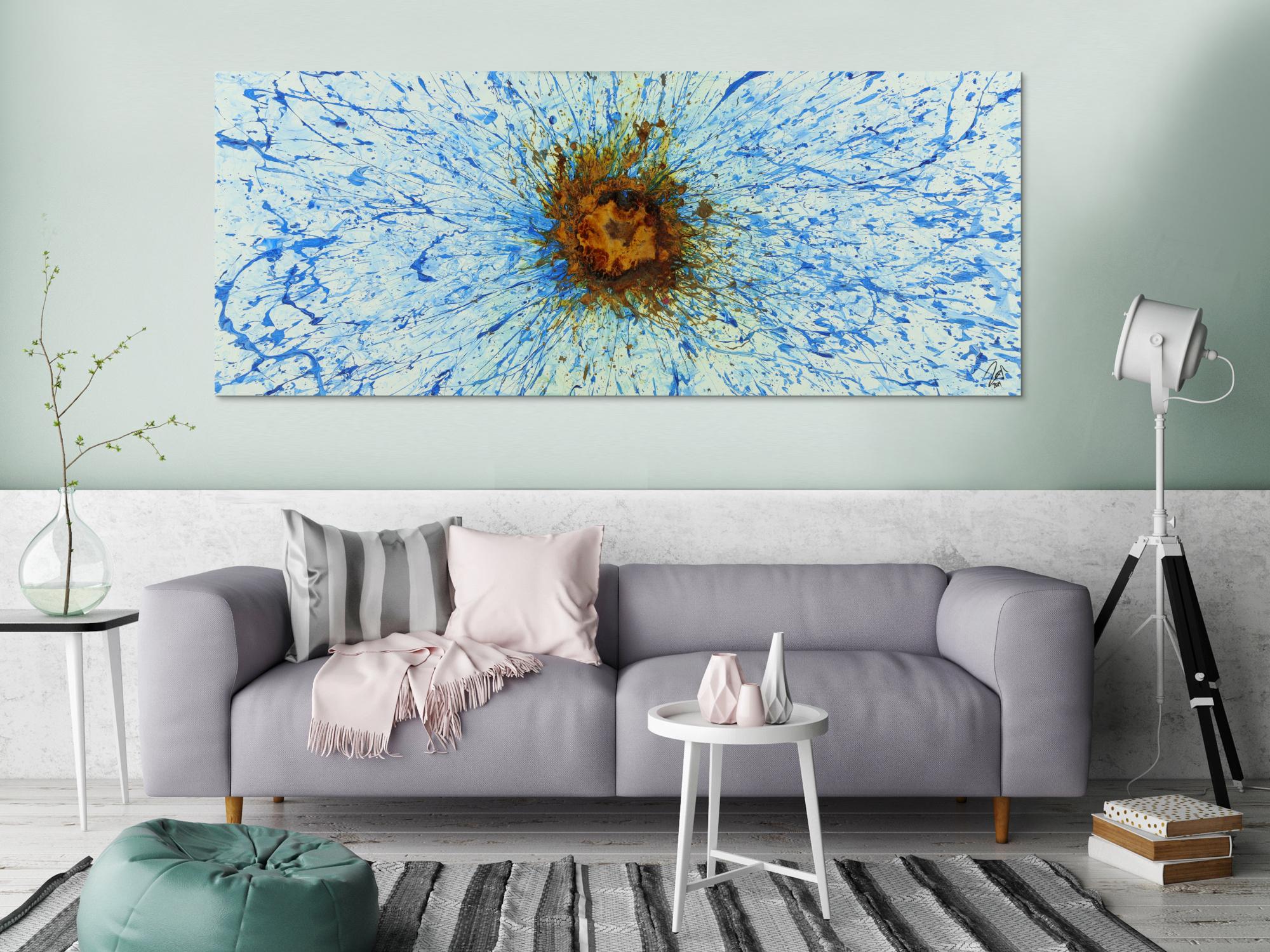 Abstraktes Acrylbild aus echtem Rost und Acrylfarbe Action Paintng Modern Art zeitgenössisch