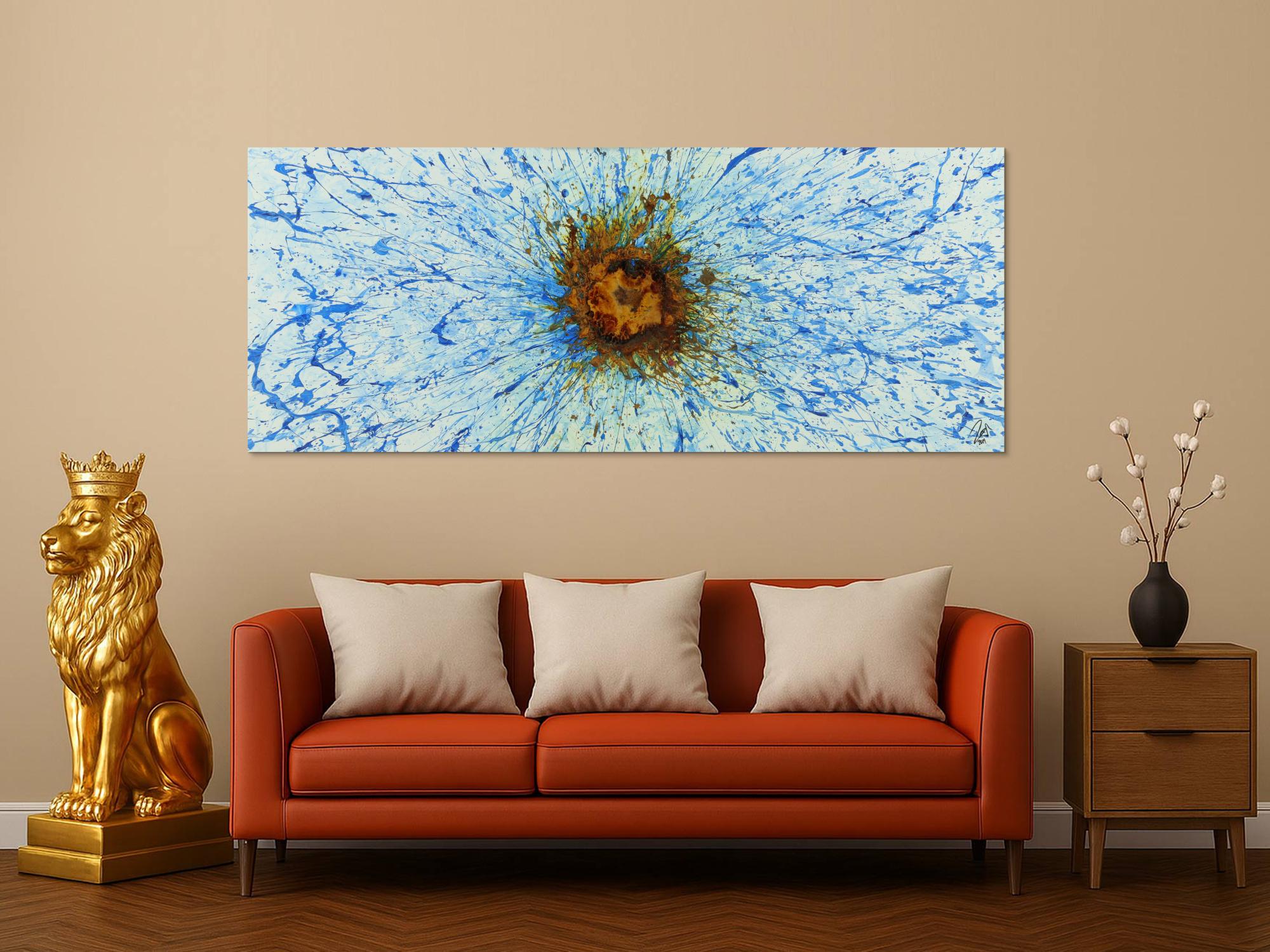 Abstraktes Acrylbild aus echtem Rost und Acrylfarbe Action Paintng Modern Art zeitgenössisch