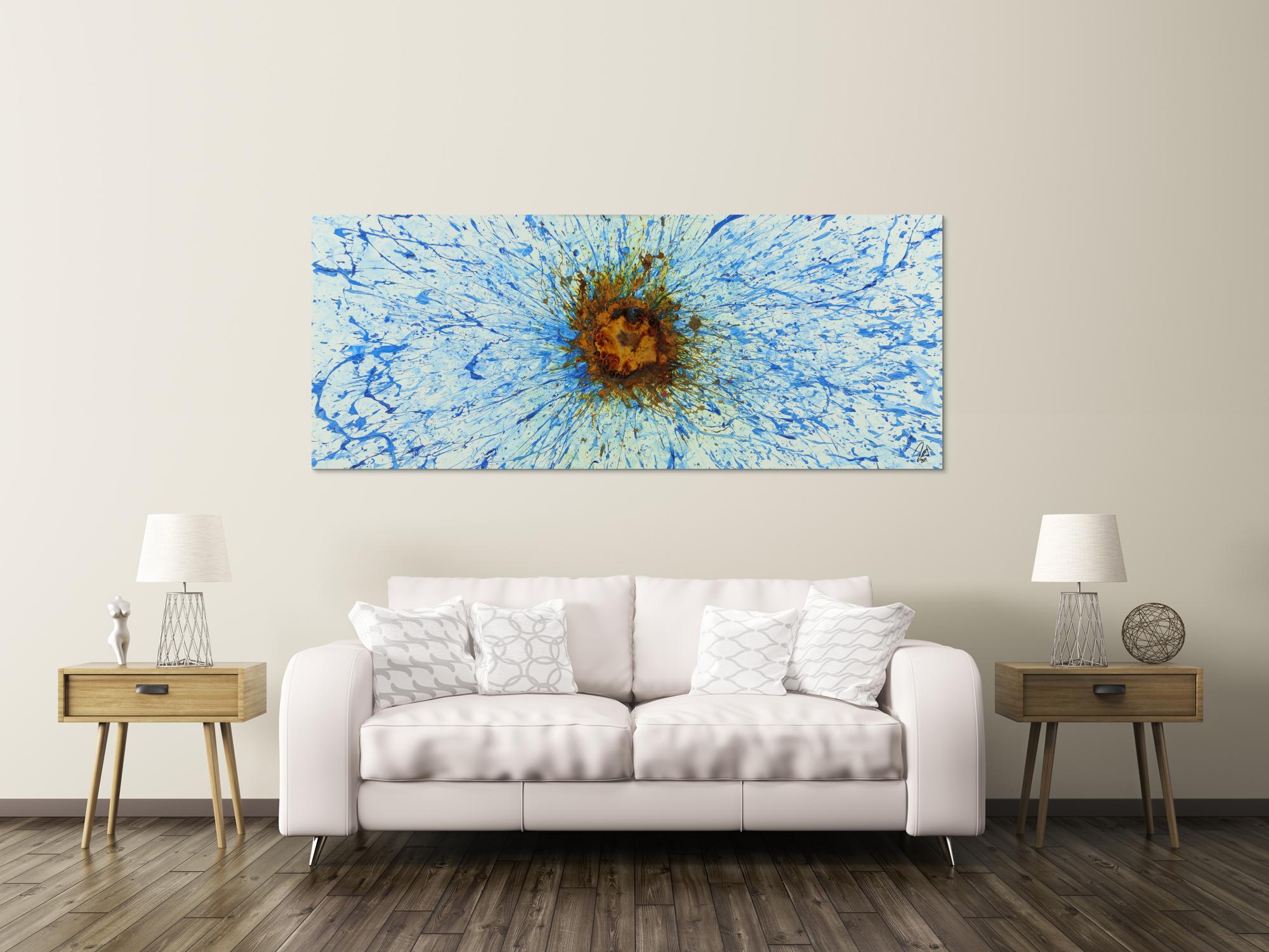 Abstraktes Acrylbild aus echtem Rost und Acrylfarbe Action Paintng Modern Art zeitgenössisch