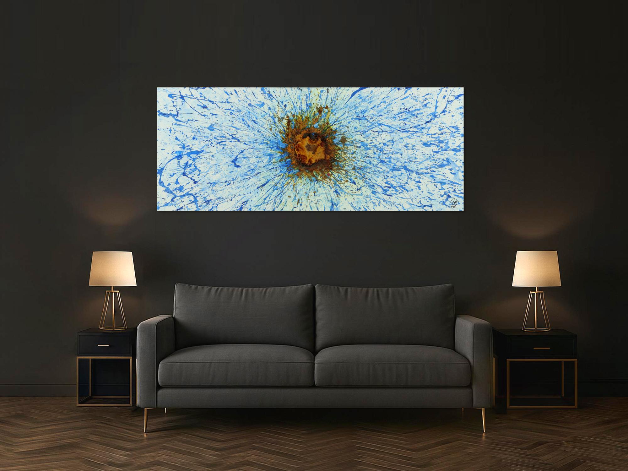 Abstraktes Acrylbild aus echtem Rost und Acrylfarbe Action Paintng Modern Art zeitgenössisch