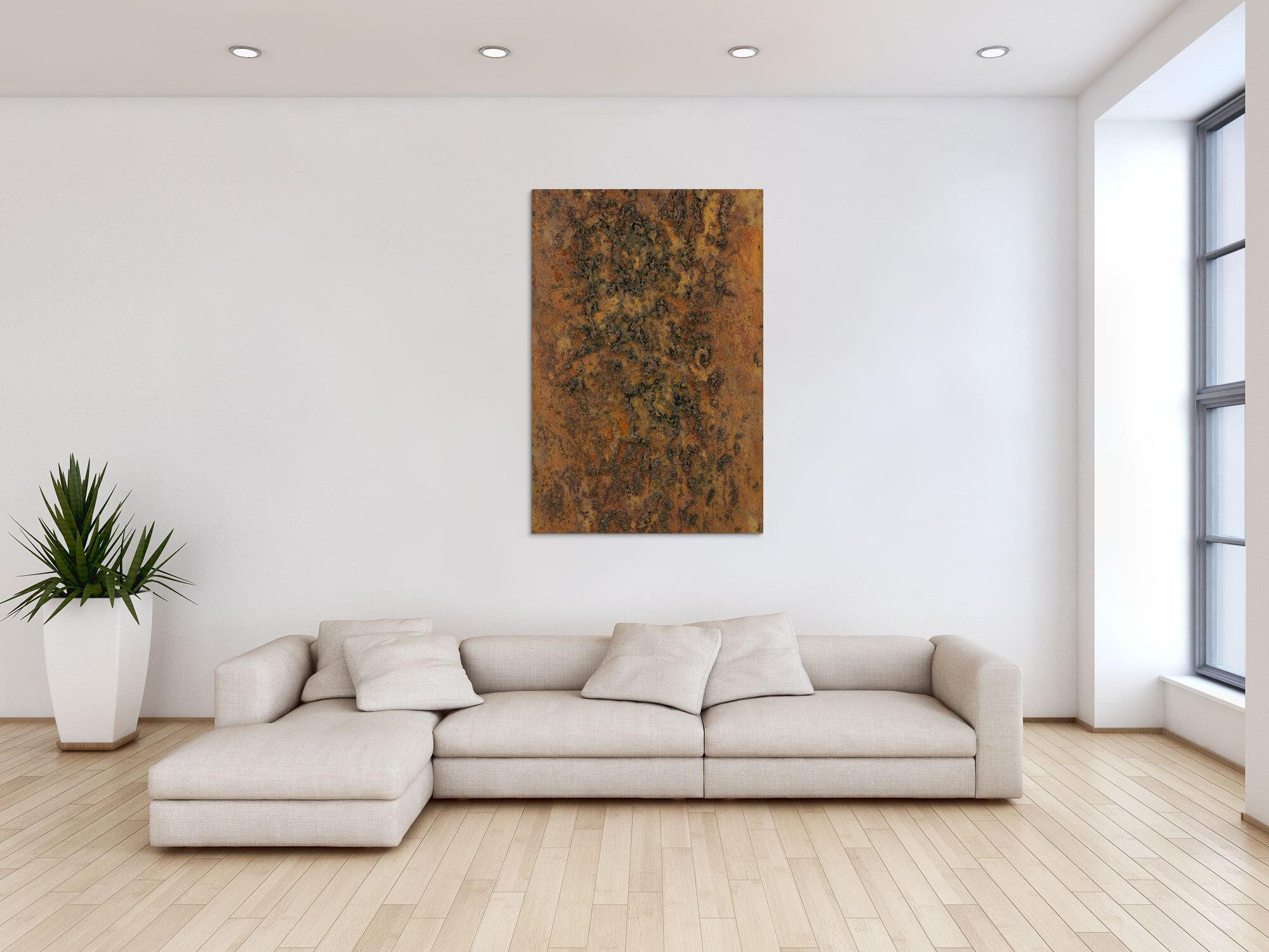 Abstrakres Gemälde aus echtem Rost und sehr grober Struktur zeitgenössisch modern Rost auf Leinwand