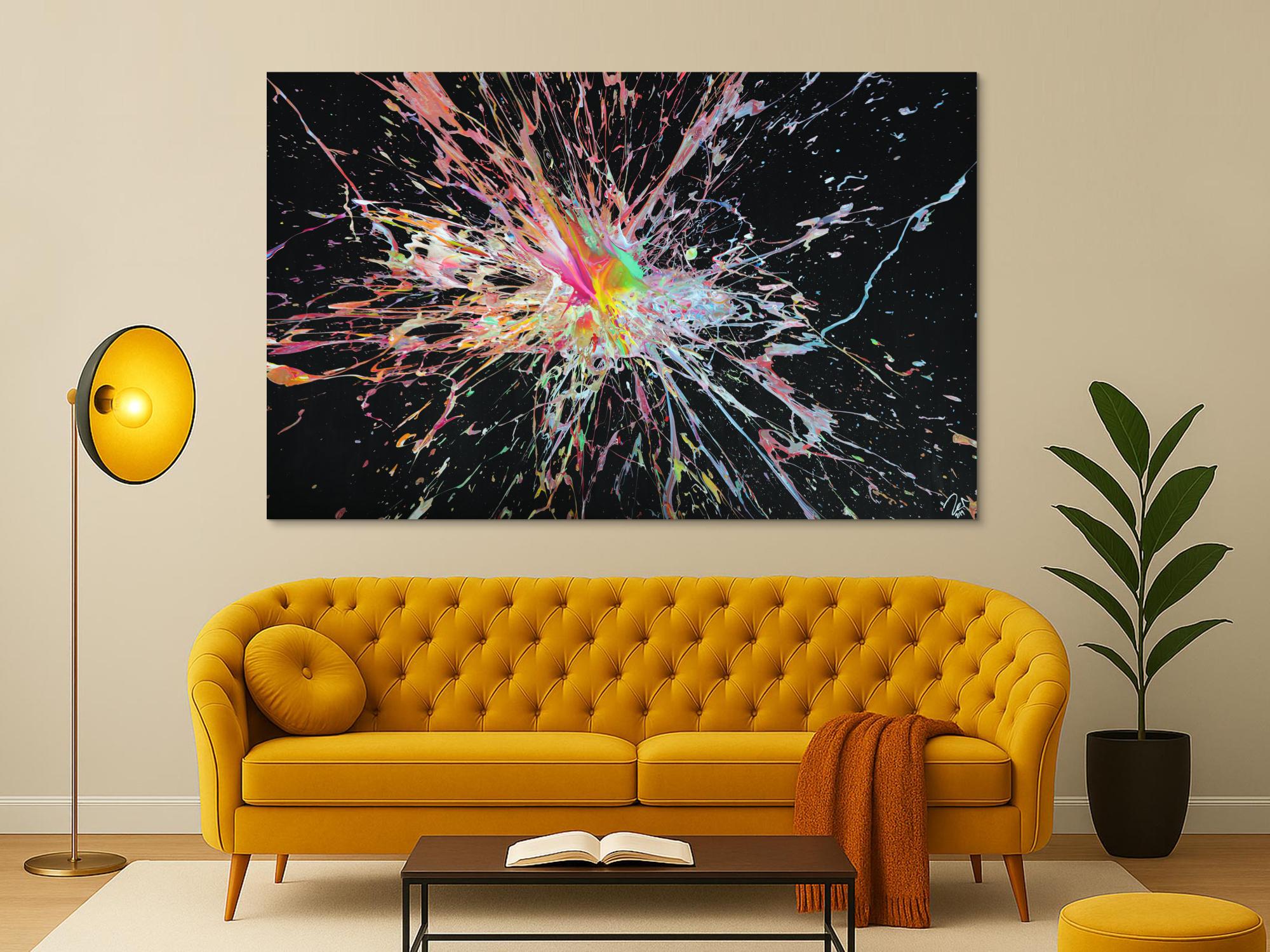 Abstraktes Acrylbild Action Painting sehr modern Splash Art zeitgenössisch expressionistisch