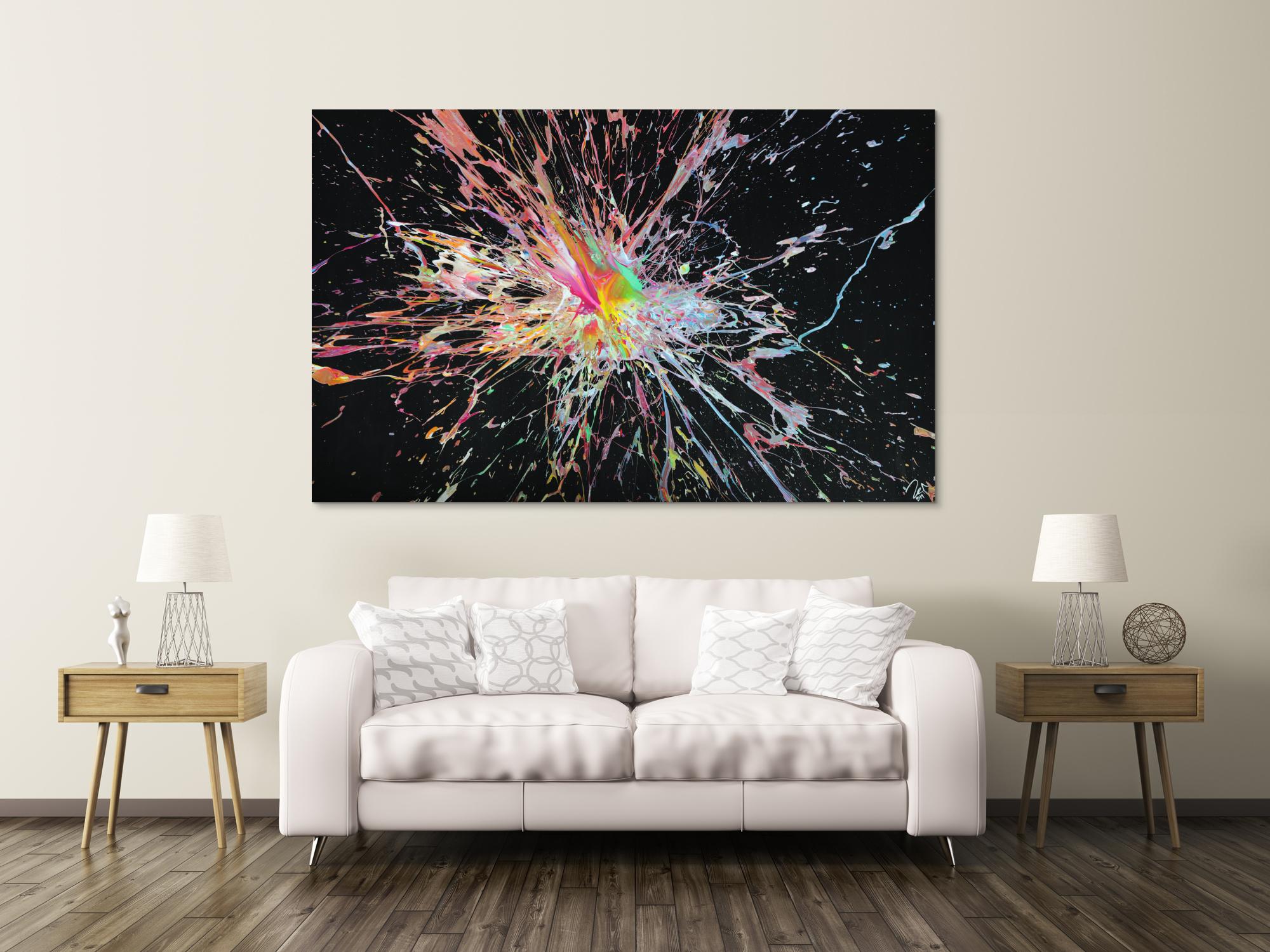 Abstraktes Acrylbild Action Painting sehr modern Splash Art zeitgenössisch expressionistisch