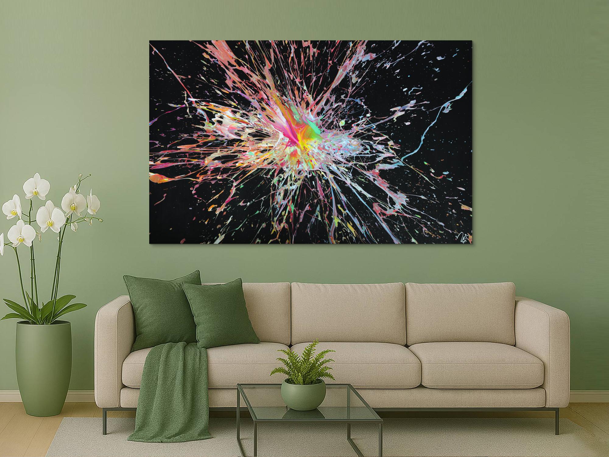 Abstraktes Acrylbild Action Painting sehr modern Splash Art zeitgenössisch expressionistisch