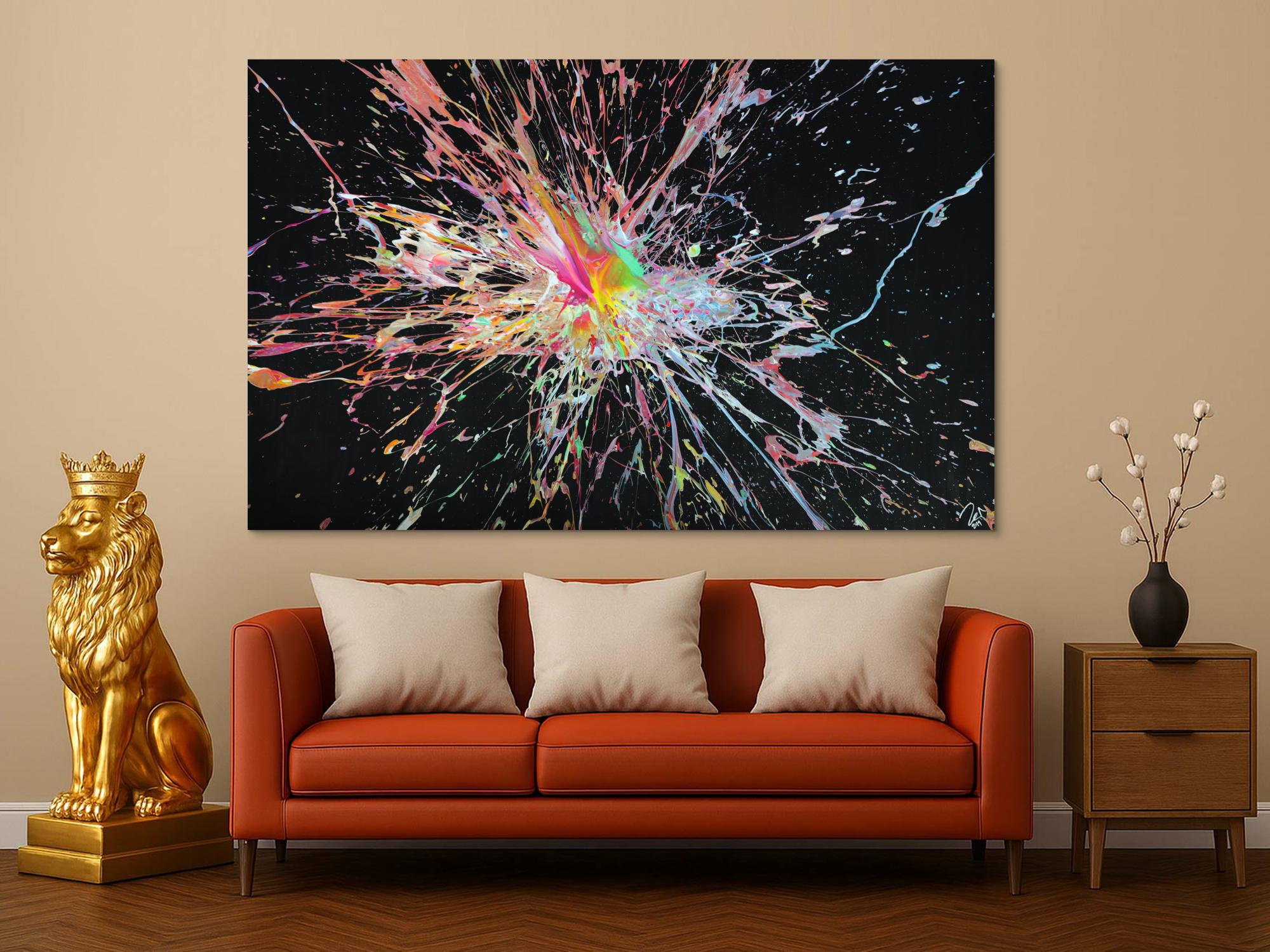 Abstraktes Acrylbild Action Painting sehr modern Splash Art zeitgenössisch expressionistisch