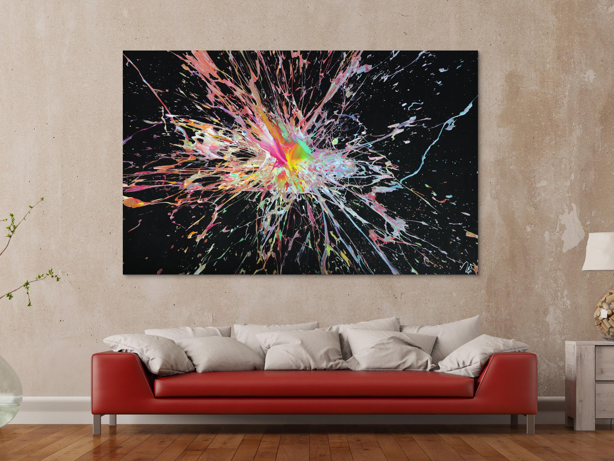 Abstraktes Acrylbild Action Painting sehr modern Splash Art zeitgenössisch expressionistisch