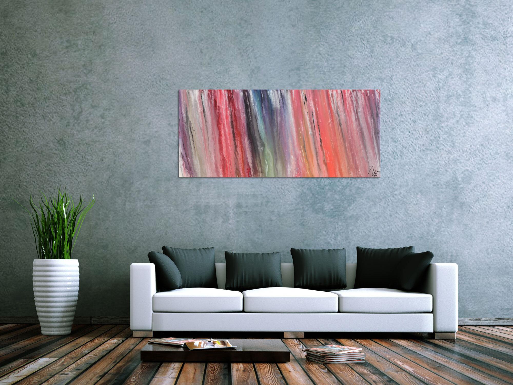 Abstraktes Acrylbild bunt Fließtechnik sehr modernes Gemälde zeitgenössisch