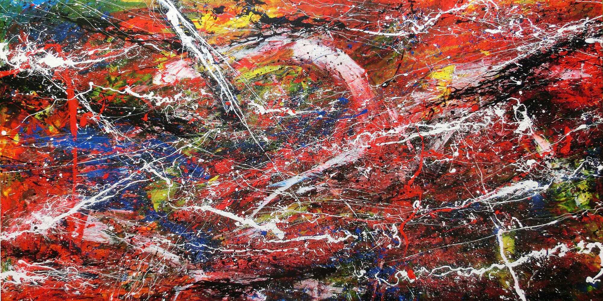 Abstraktes Acrylbild auf Leinwand bunt modern