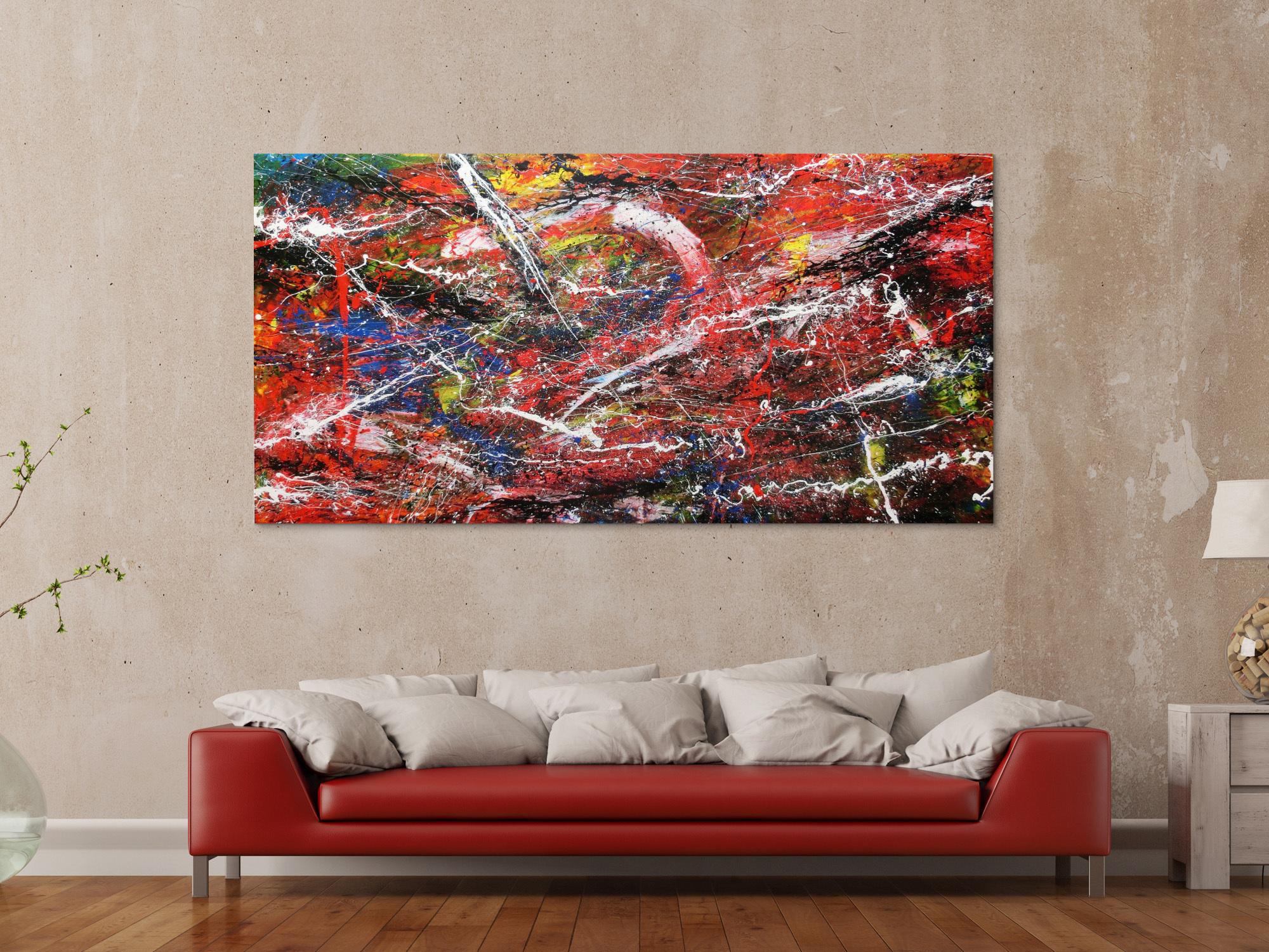Abstraktes Acrylbild auf Leinwand bunt modern