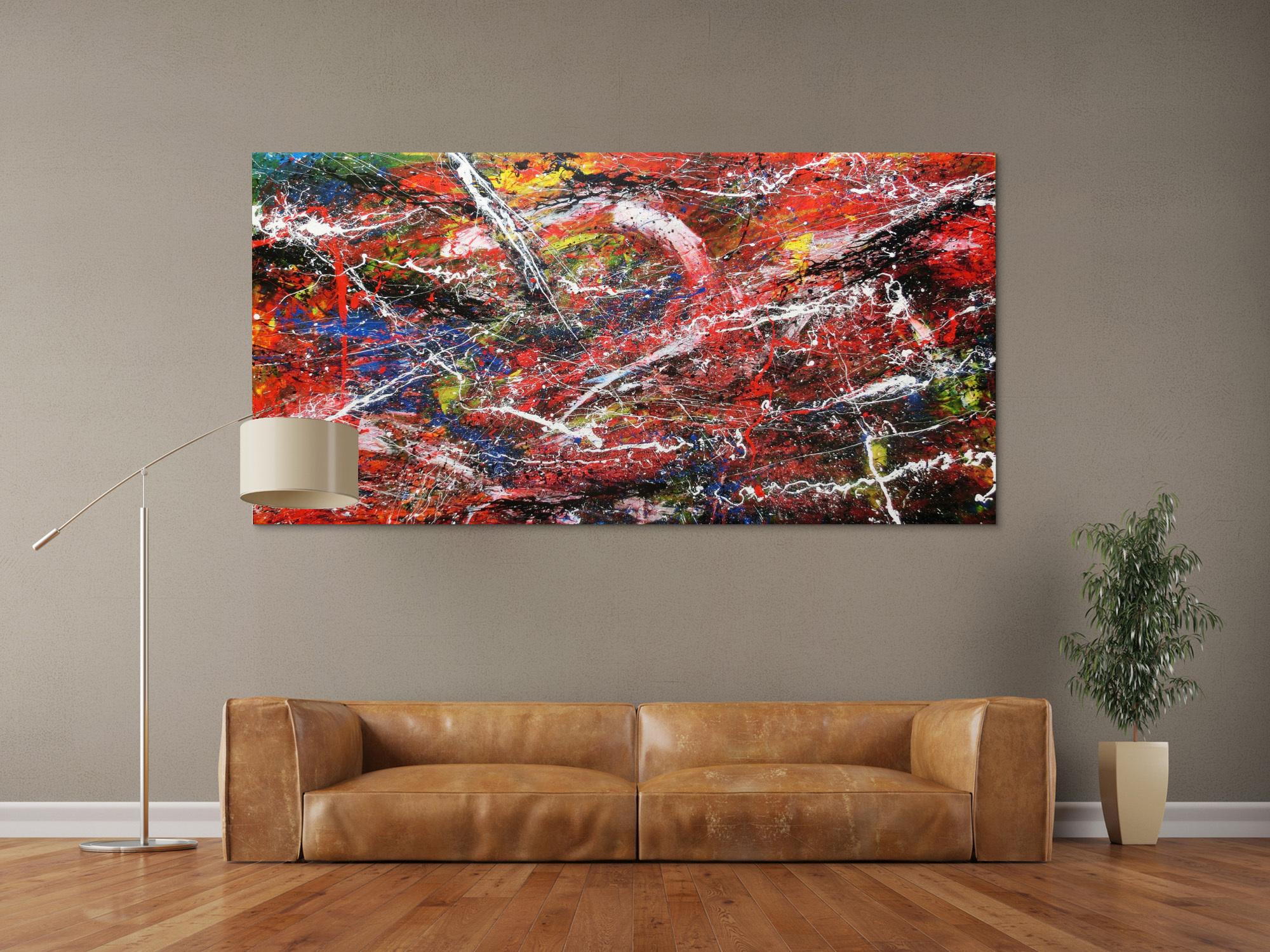 Abstraktes Acrylbild auf Leinwand bunt modern