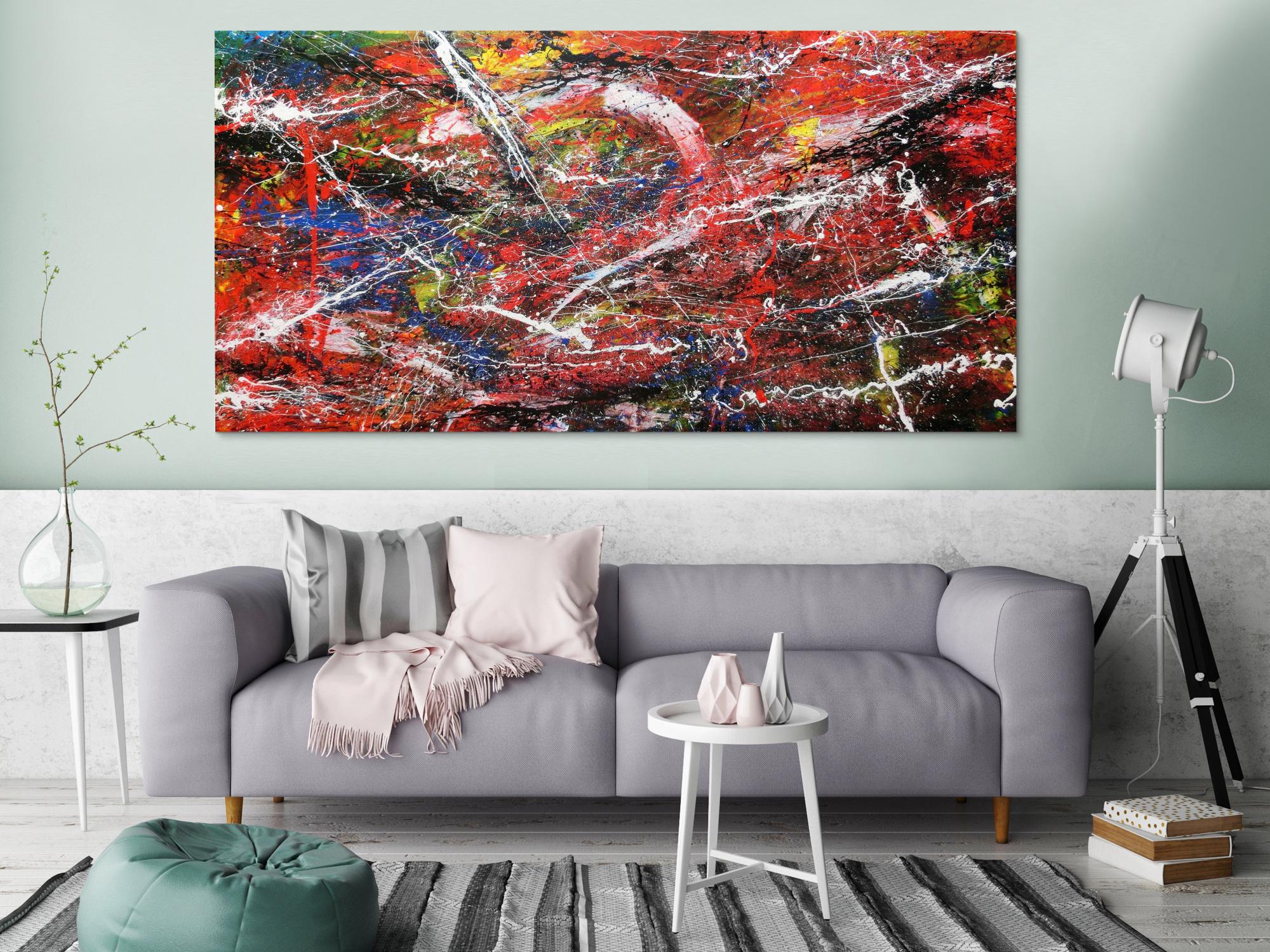 Abstraktes Acrylbild auf Leinwand bunt modern