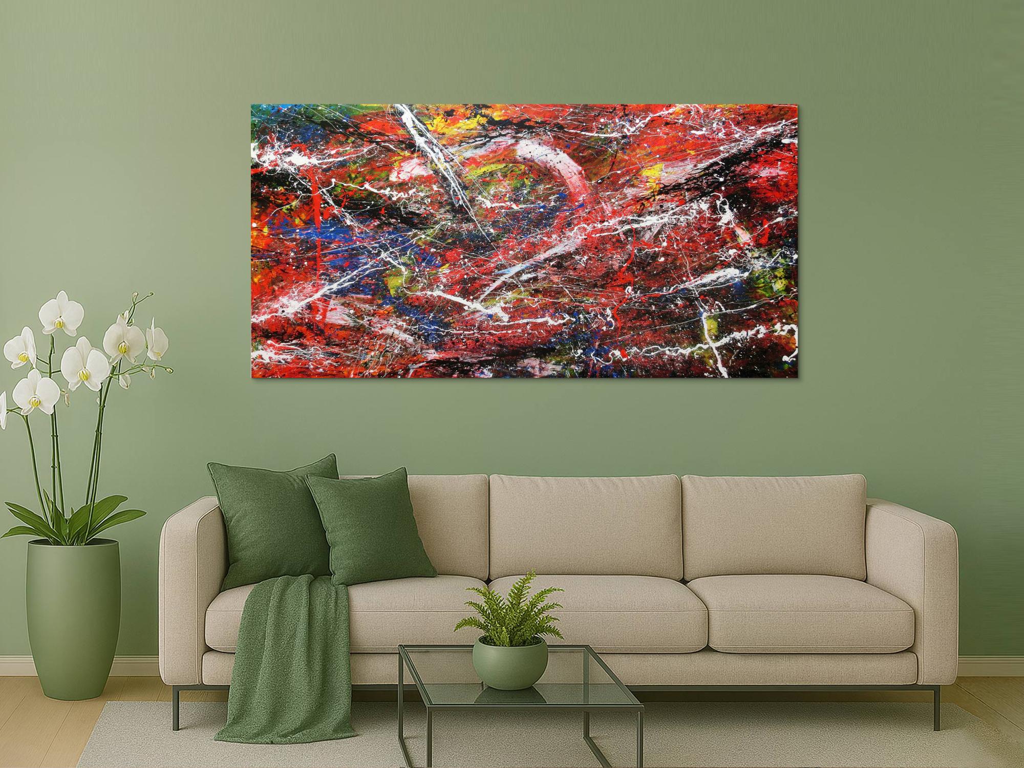 Abstraktes Acrylbild auf Leinwand bunt modern