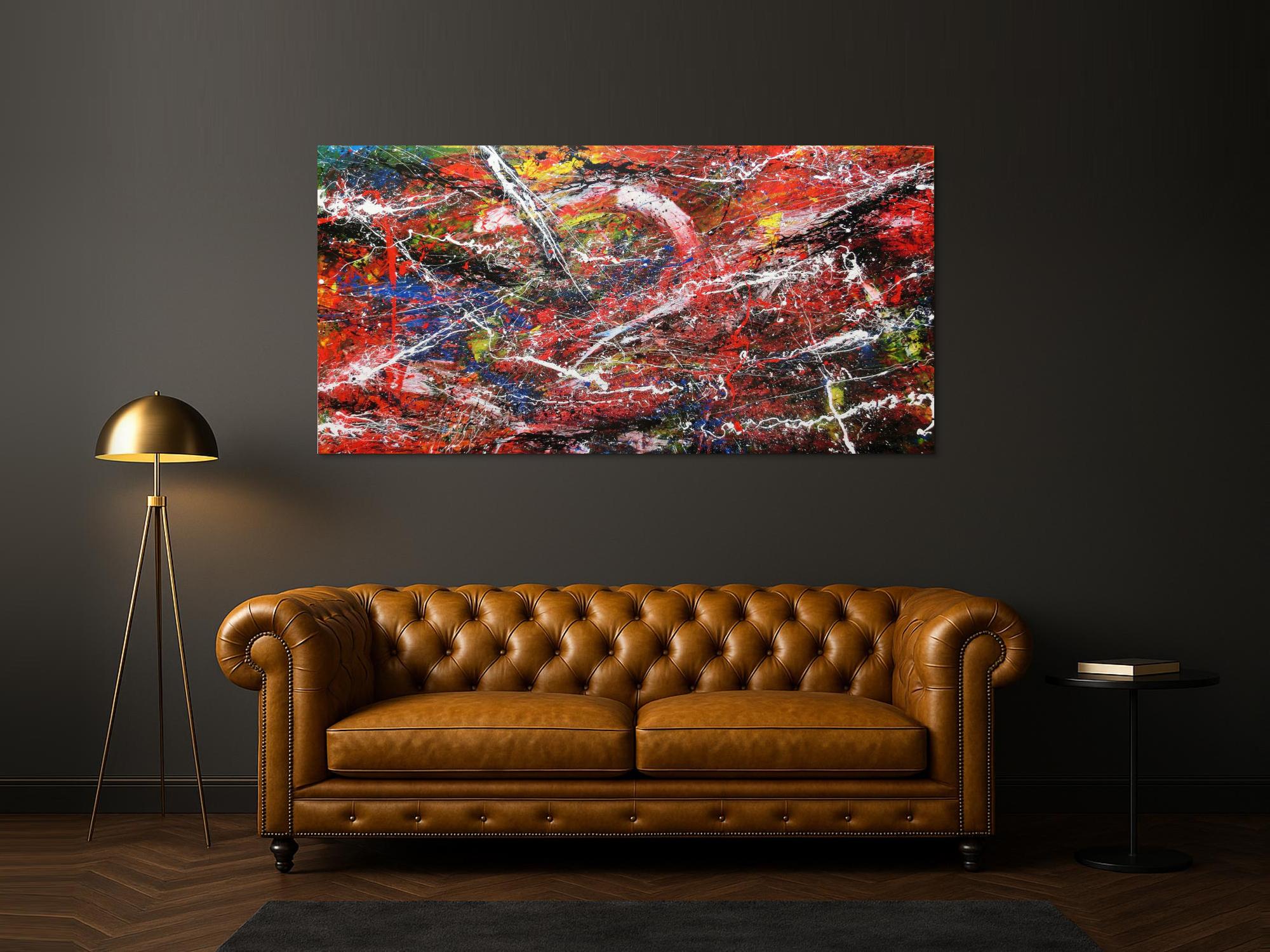 Abstraktes Acrylbild auf Leinwand bunt modern