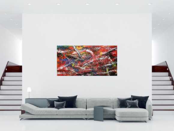 Abstraktes Acrylbild auf Leinwand bunt modern