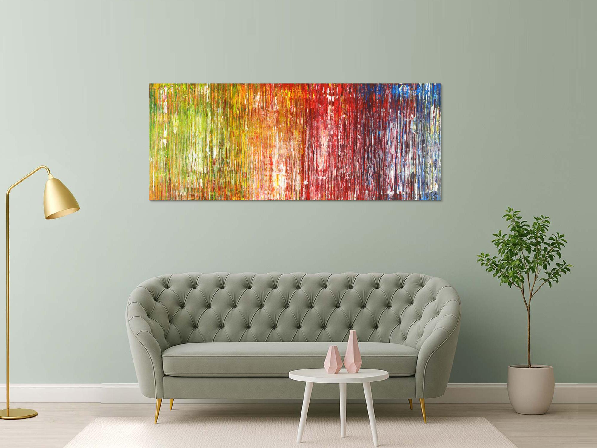 Abstraktes Acrylbild sehr modern bunt Spachteltechnik zeitgenössisch 