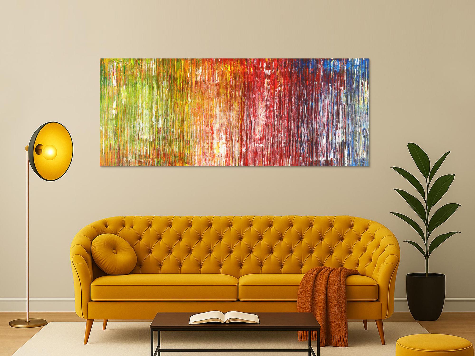 Abstraktes Acrylbild sehr modern bunt Spachteltechnik zeitgenössisch 