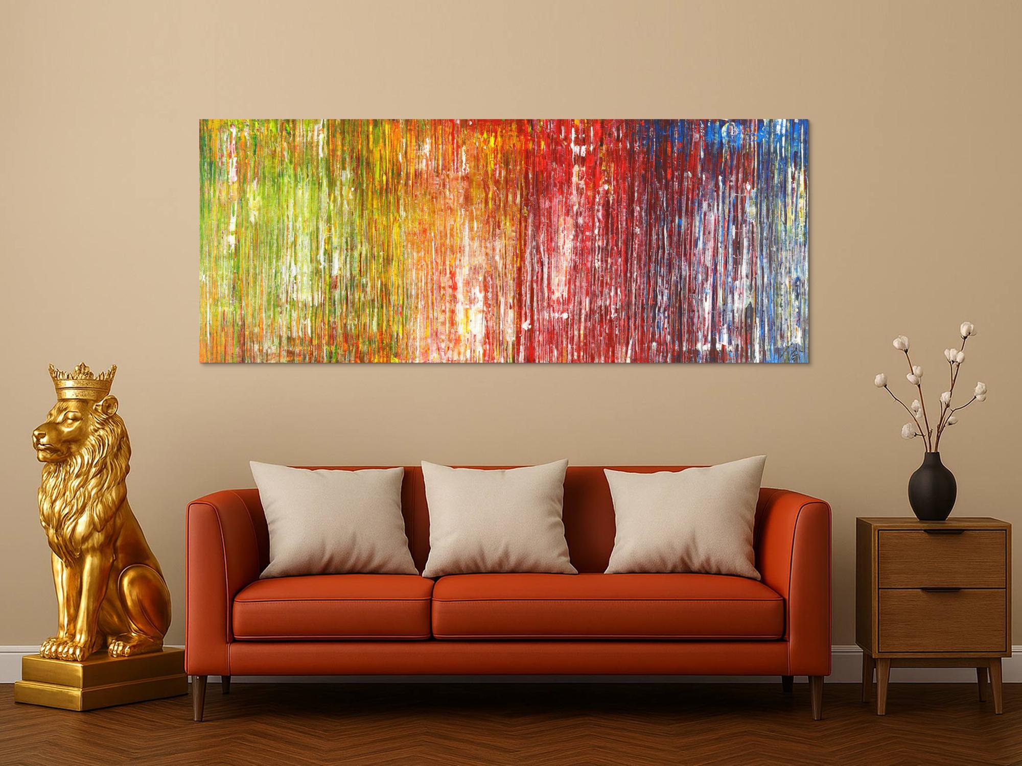 Abstraktes Acrylbild sehr modern bunt Spachteltechnik zeitgenössisch 