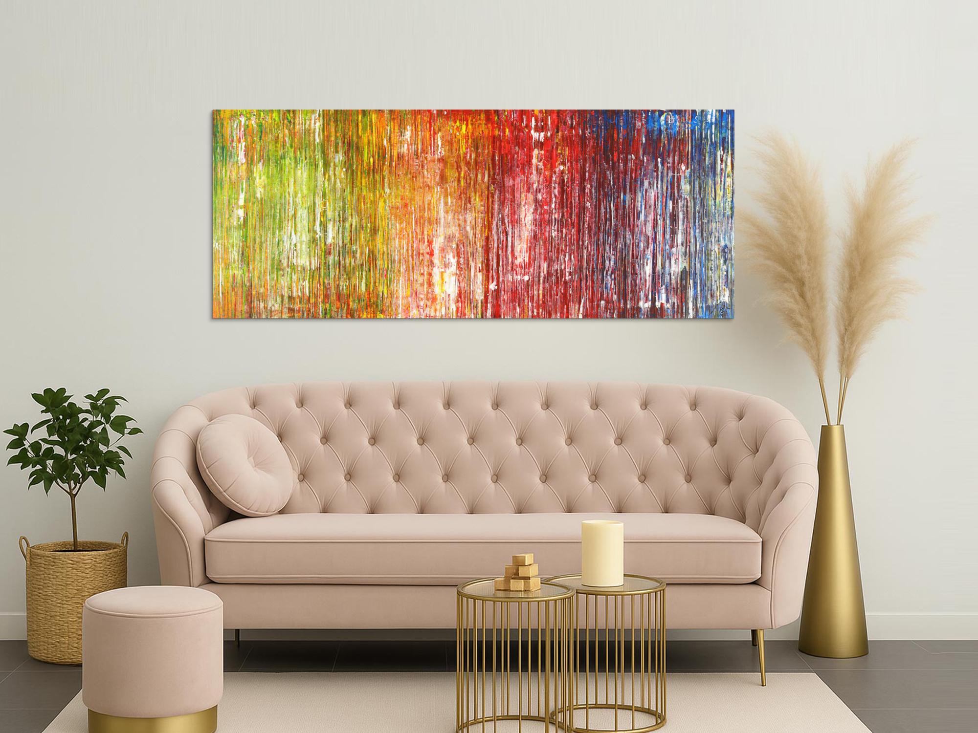 Abstraktes Acrylbild sehr modern bunt Spachteltechnik zeitgenössisch 