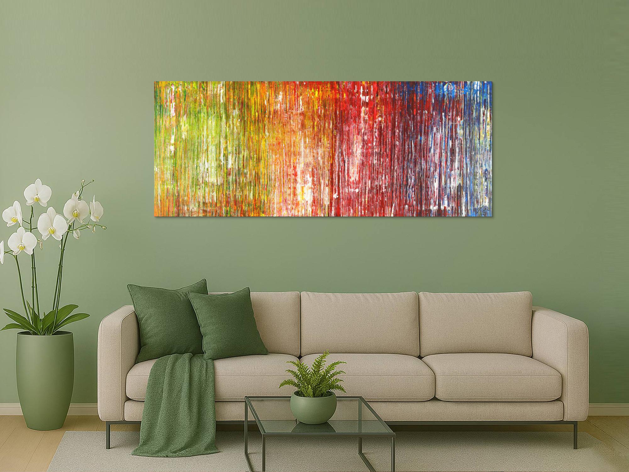 Abstraktes Acrylbild sehr modern bunt Spachteltechnik zeitgenössisch 