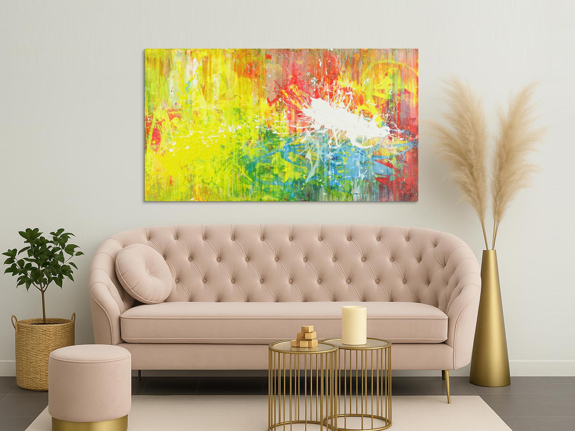 Abstraktes Acrylbild sehr modern zeitgenössisch Action Painting bunt expressionistisch