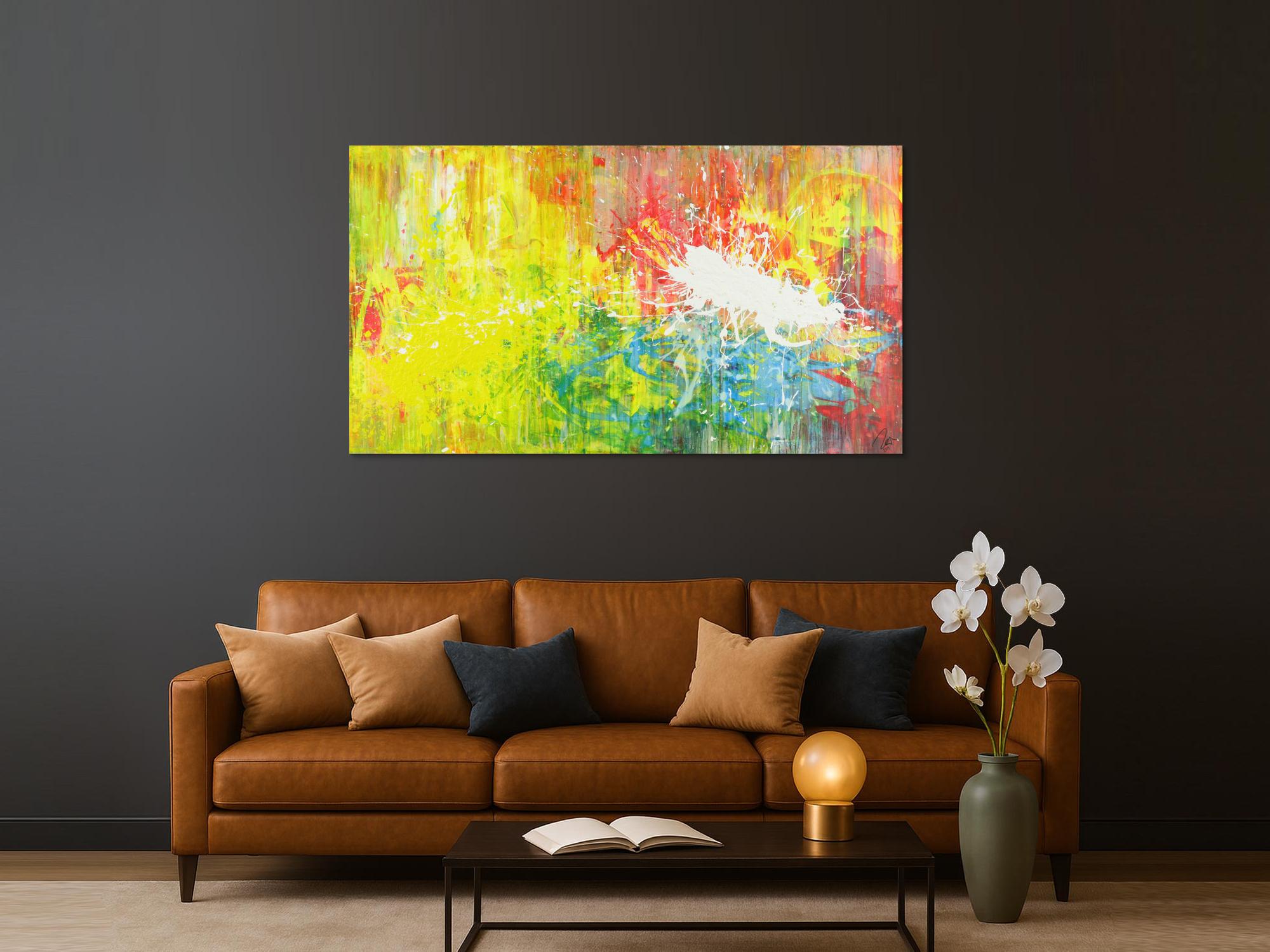 Abstraktes Acrylbild sehr modern zeitgenössisch Action Painting bunt expressionistisch