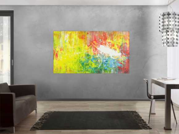 Abstraktes Acrylbild sehr modern zeitgenössisch Action Painting bunt expressionistisch