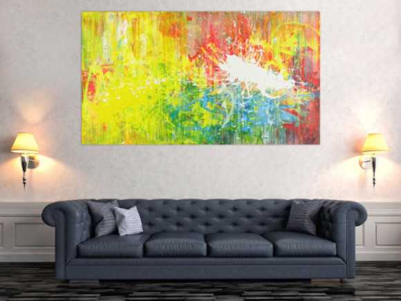 Abstraktes Acrylbild sehr modern zeitgenössisch Action Painting bunt expressionistisch