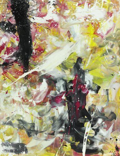 Abstraktes Acrylbild Action Painting sehr modern zeitgenössisch expressionistisch hochformat