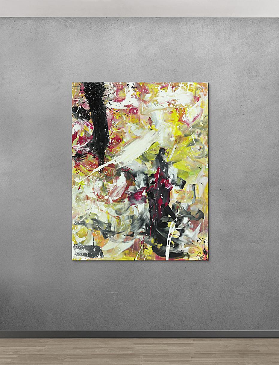 Abstraktes Acrylbild Action Painting sehr modern zeitgenössisch expressionistisch hochformat