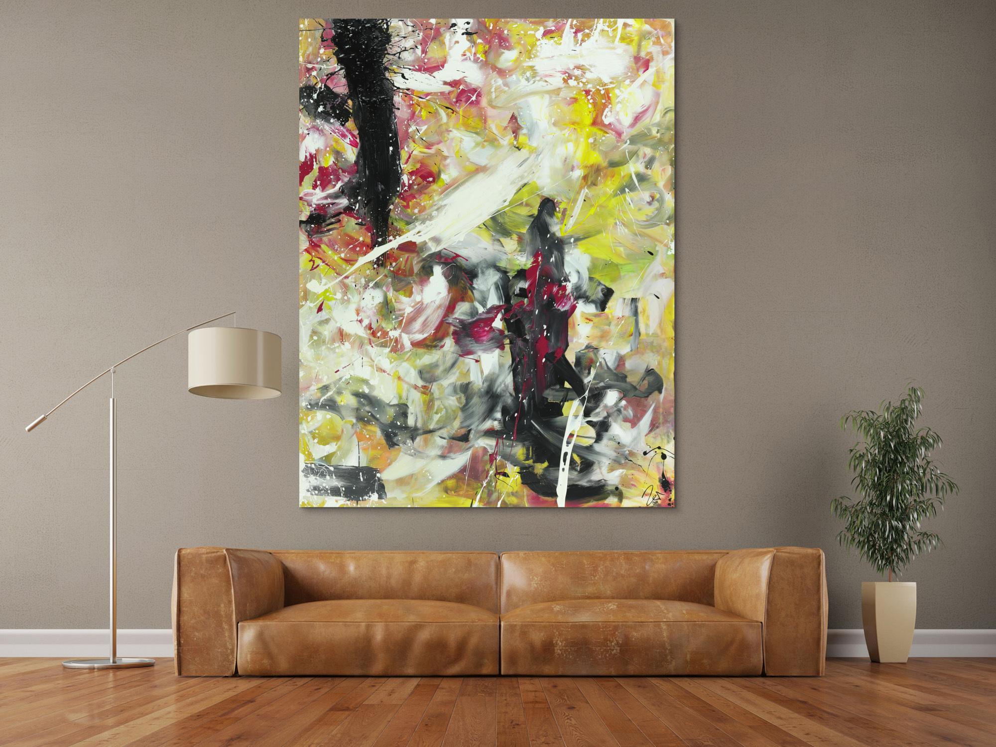 Abstraktes Acrylbild Action Painting sehr modern zeitgenössisch expressionistisch hochformat