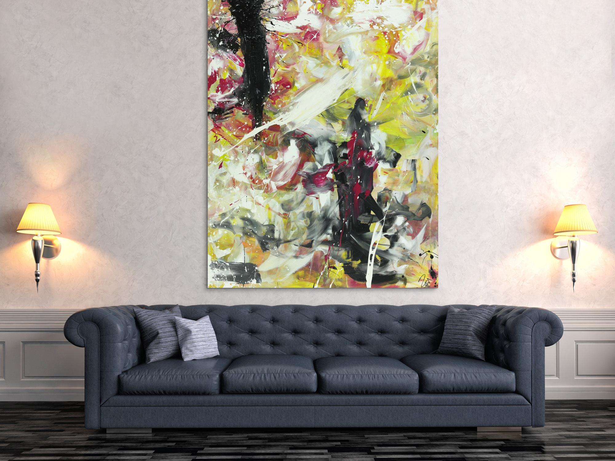 Abstraktes Acrylbild Action Painting sehr modern zeitgenössisch expressionistisch hochformat