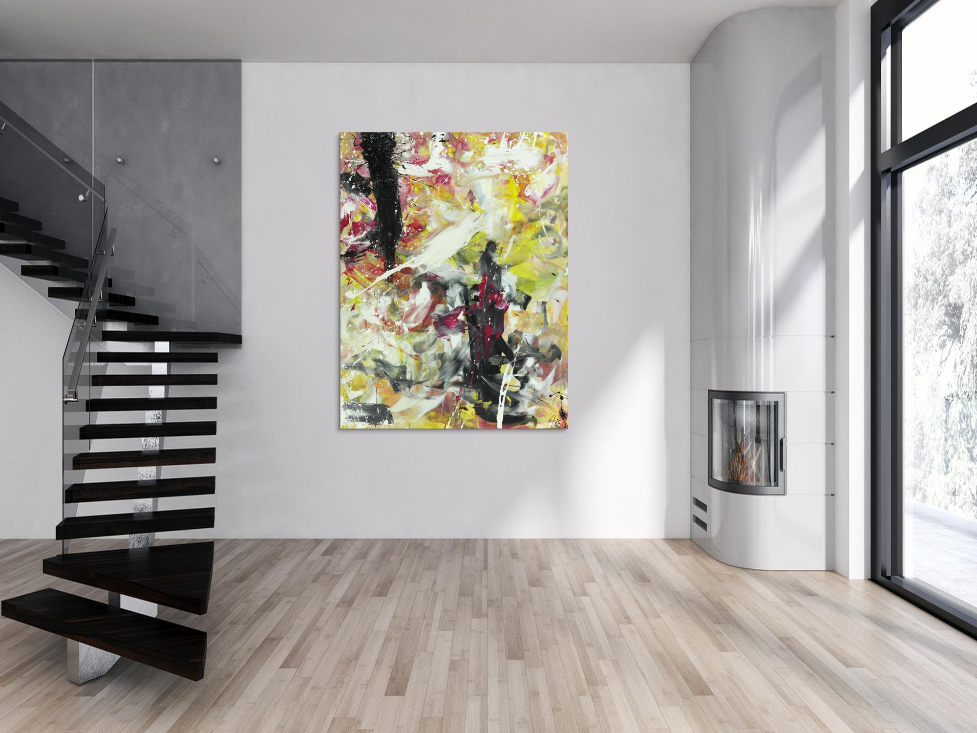 Abstraktes Acrylbild Action Painting sehr modern zeitgenössisch expressionistisch hochformat