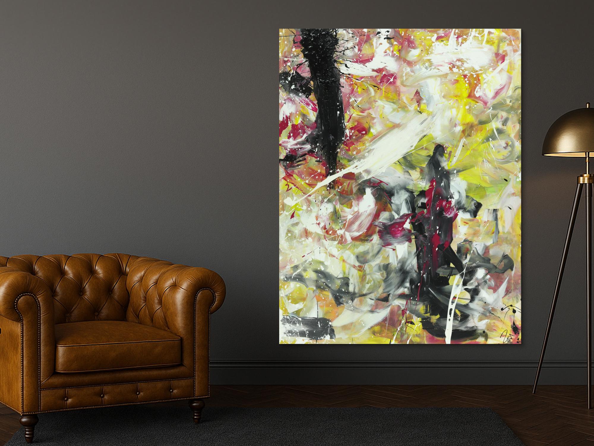 Abstraktes Acrylbild Action Painting sehr modern zeitgenössisch expressionistisch hochformat