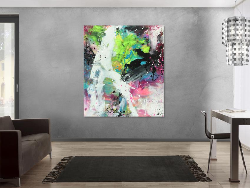 Abstraktes Gemälde Modern Action Painting zeitgenössisch expressionistisch hochformat