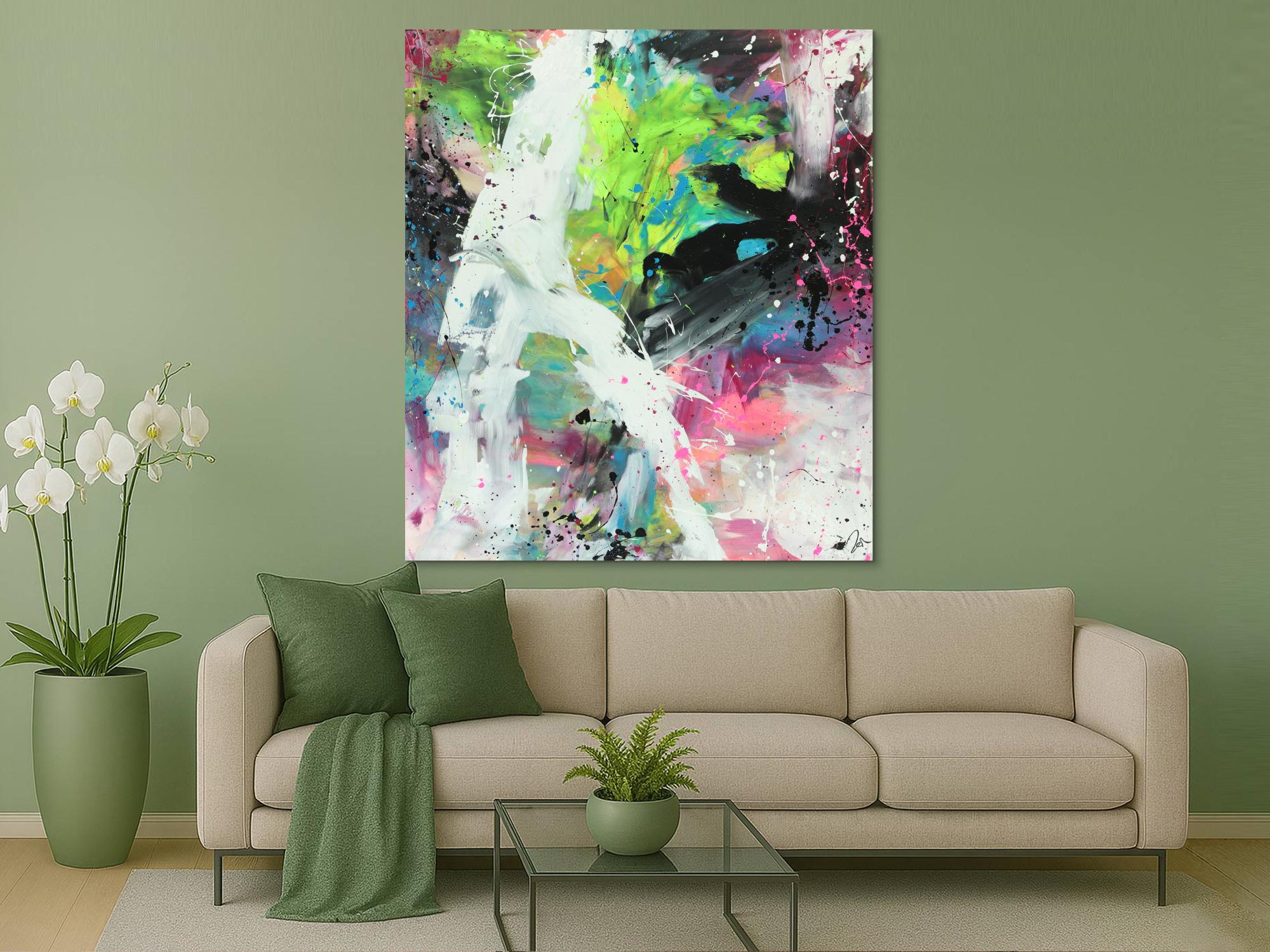 Abstraktes Gemälde Modern Action Painting zeitgenössisch expressionistisch hochformat