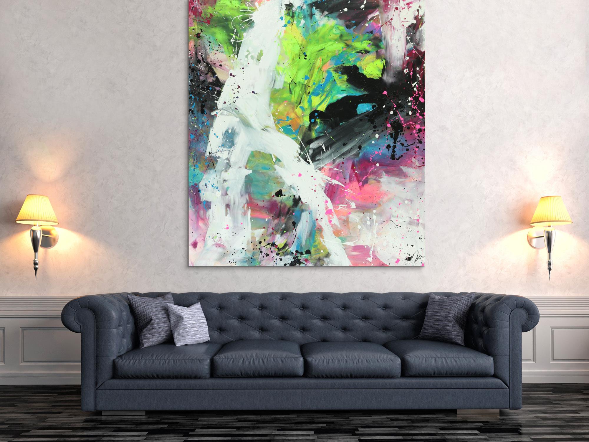 Abstraktes Gemälde Modern Action Painting zeitgenössisch expressionistisch hochformat