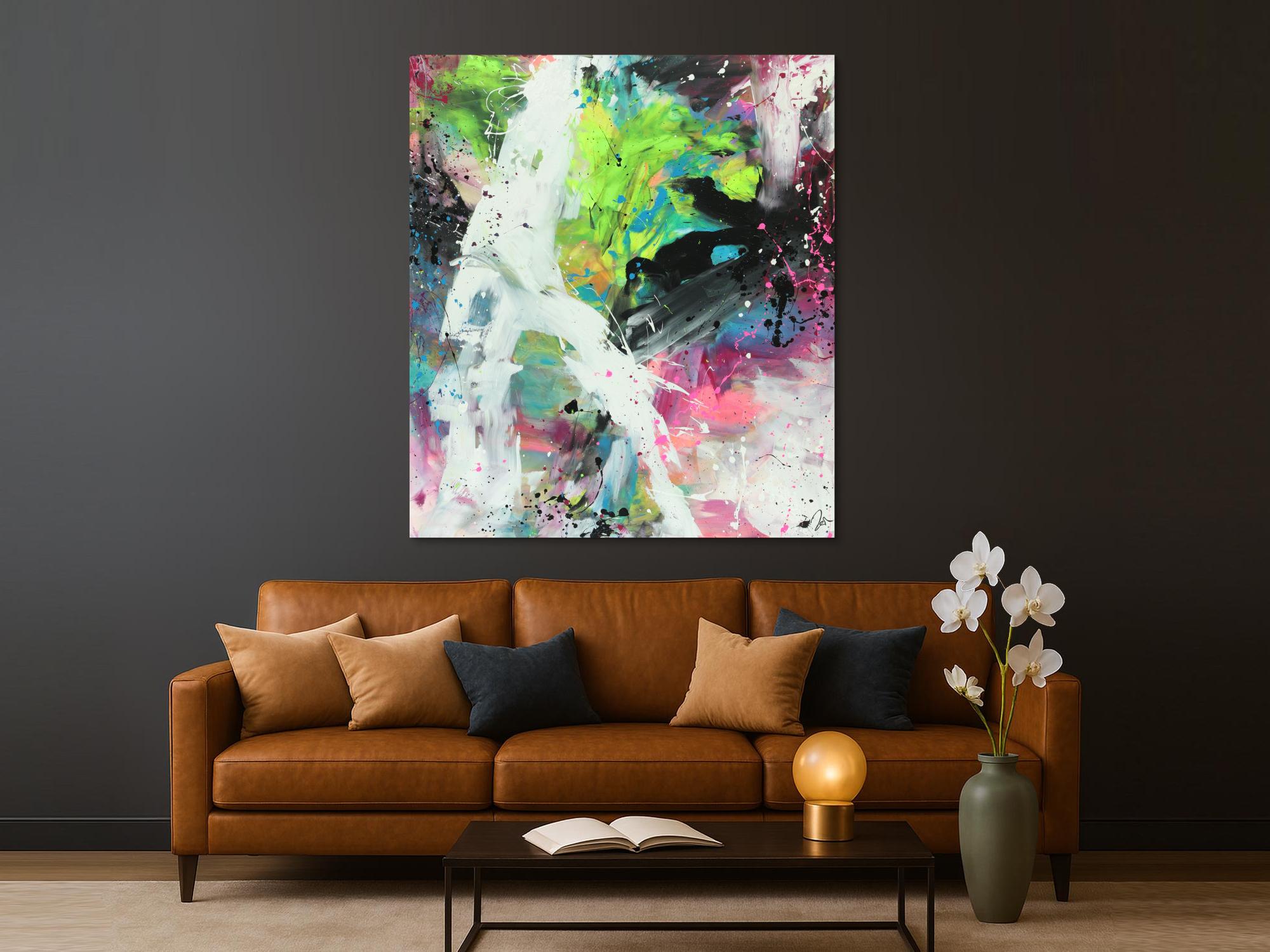 Abstraktes Gemälde Modern Action Painting zeitgenössisch expressionistisch hochformat