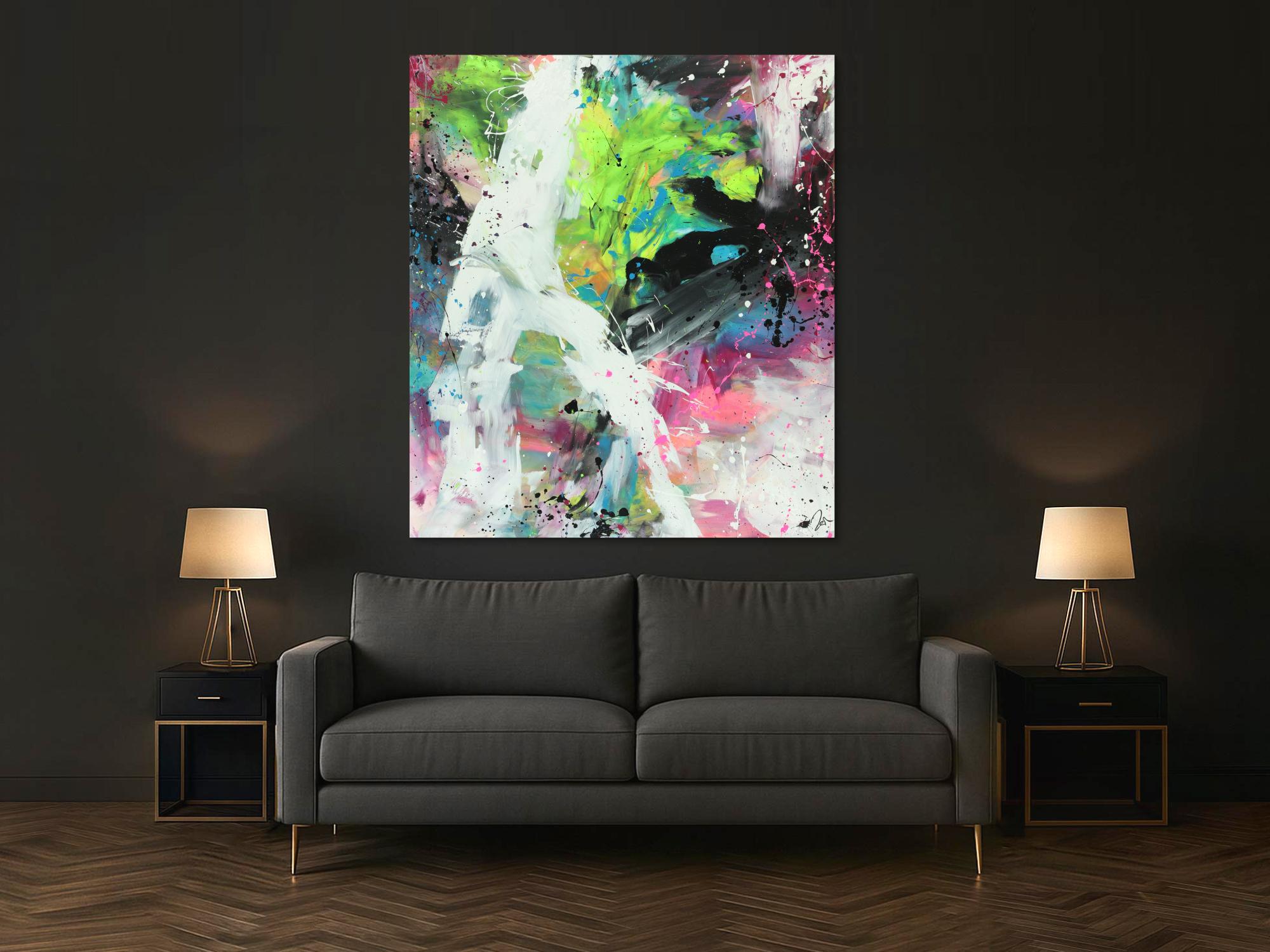 Abstraktes Gemälde Modern Action Painting zeitgenössisch expressionistisch hochformat