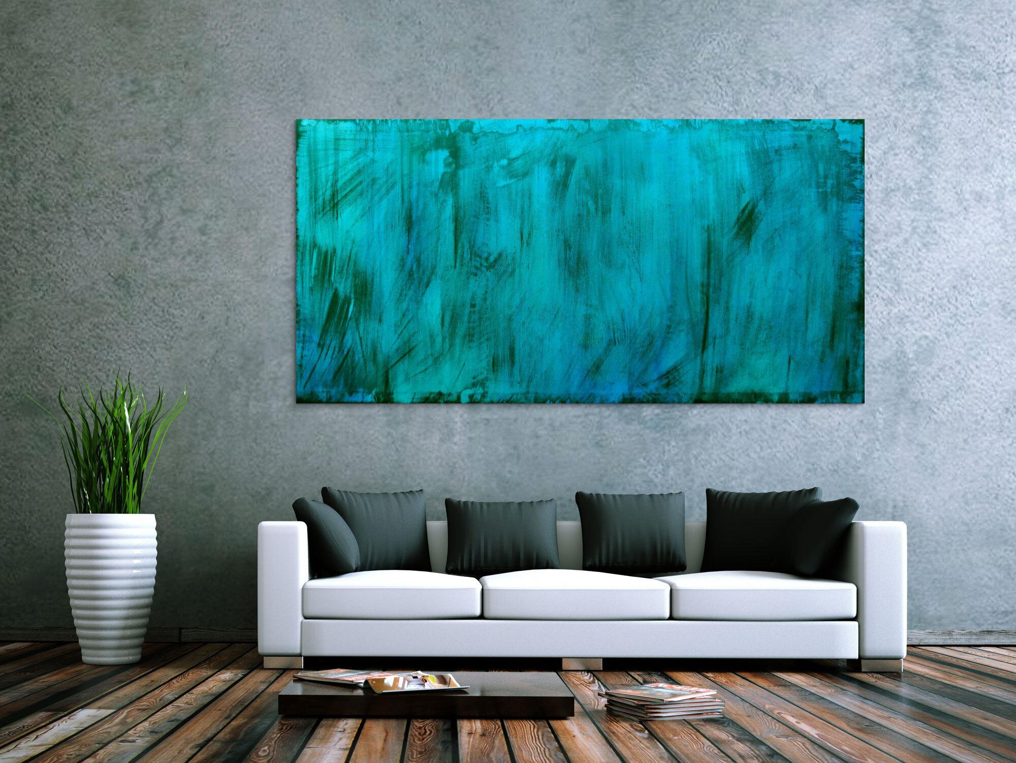 Abstraktes Acrylbild türkies vintage