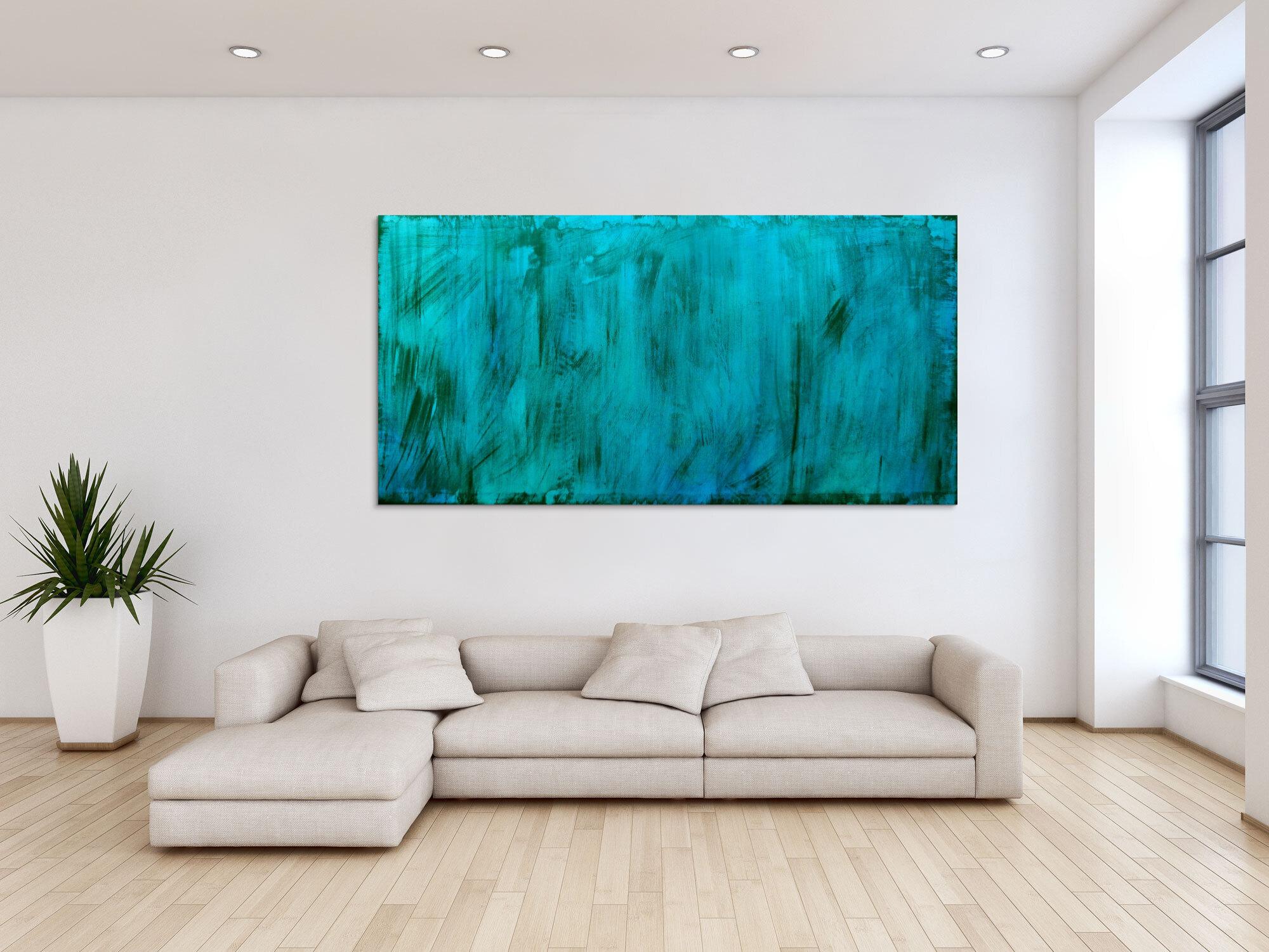 Abstraktes Acrylbild türkies vintage
