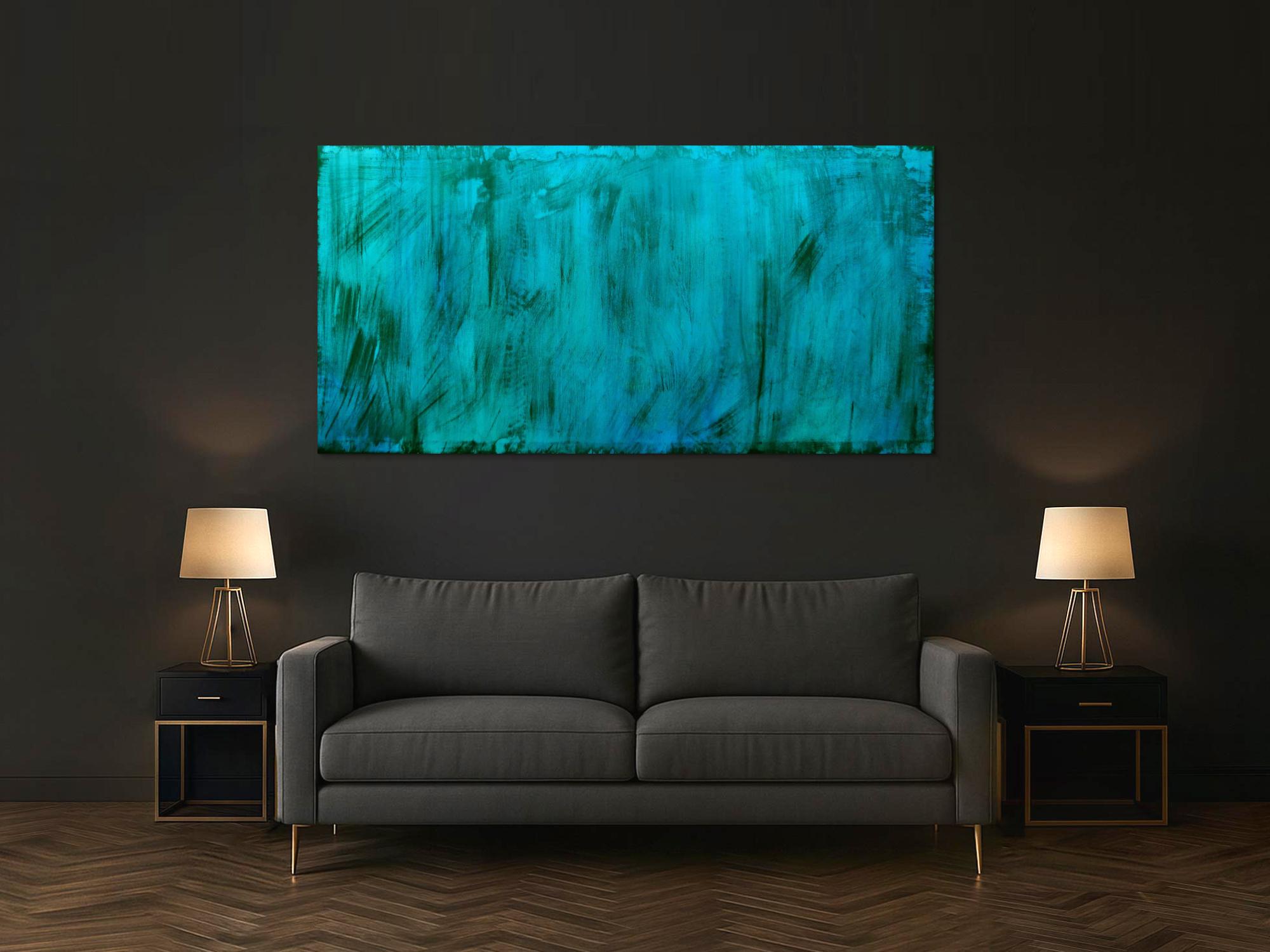 Abstraktes Acrylbild türkies vintage