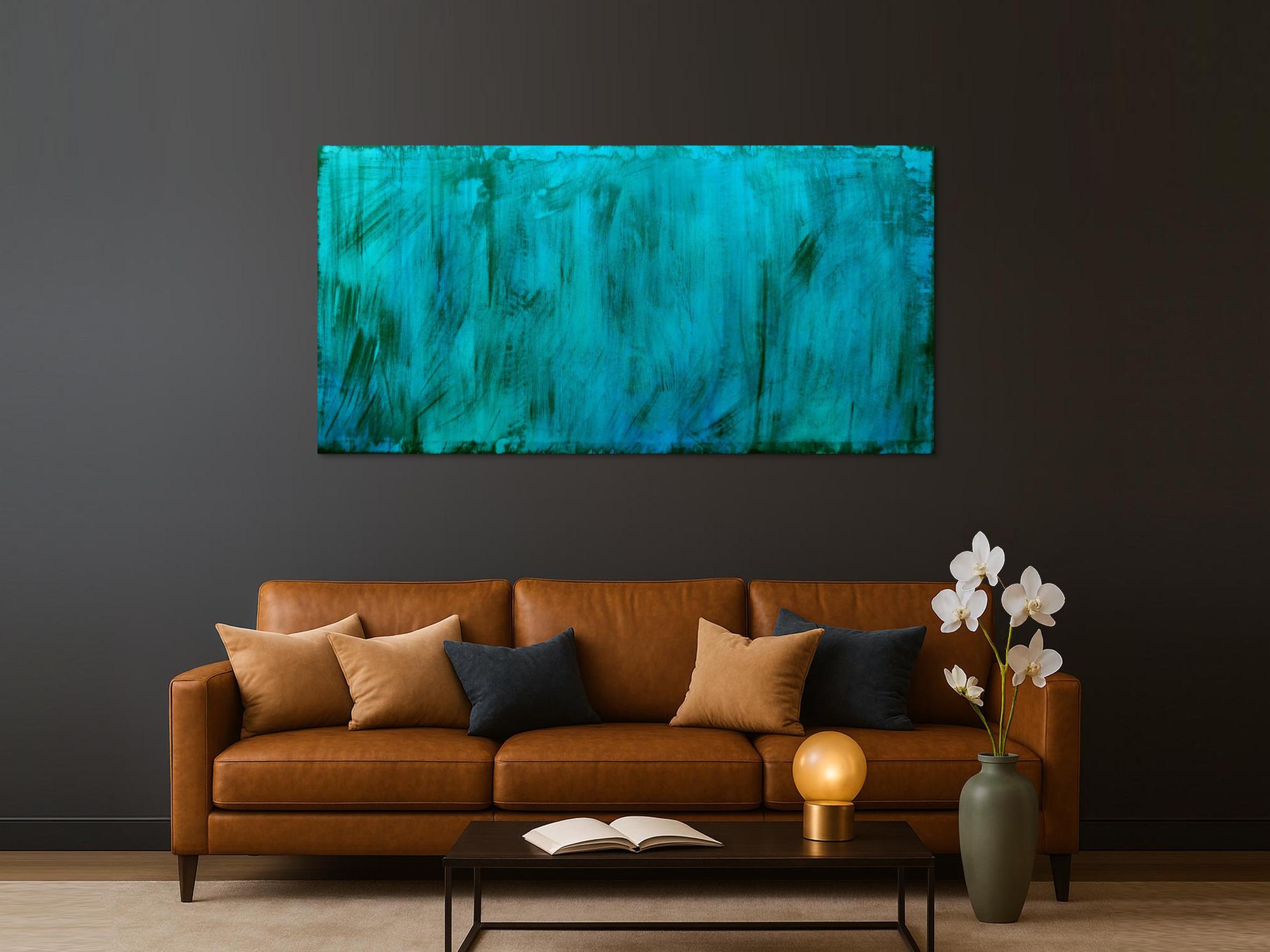 Abstraktes Acrylbild türkies vintage