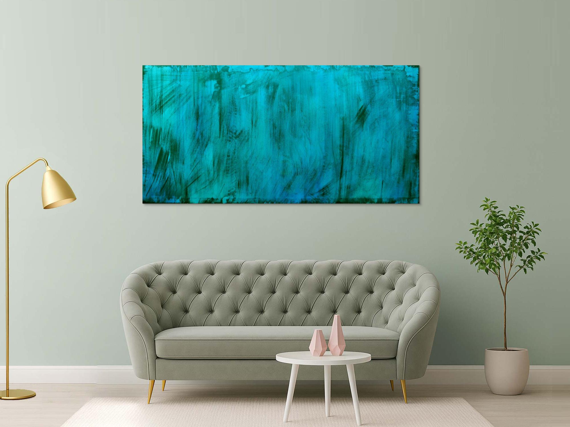 Abstraktes Acrylbild türkies vintage