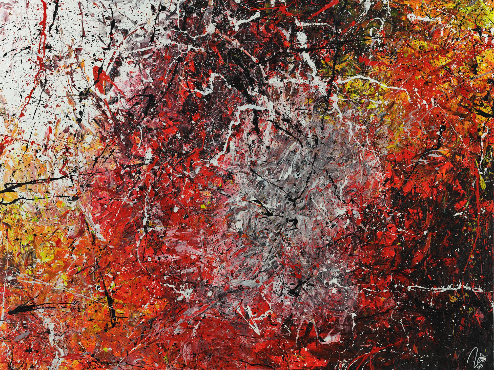 Abstrakres Acrylbild Action Painting Modern Art zeitgenössisch expressionistisch groß auf Leinwand handgemalt