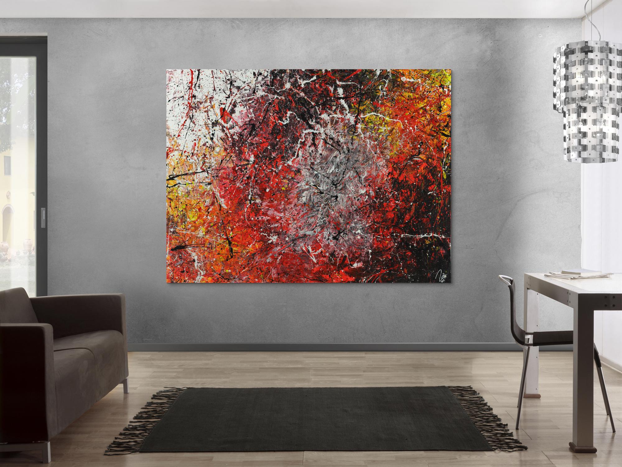 Abstrakres Acrylbild Action Painting Modern Art zeitgenössisch expressionistisch groß auf Leinwand handgemalt