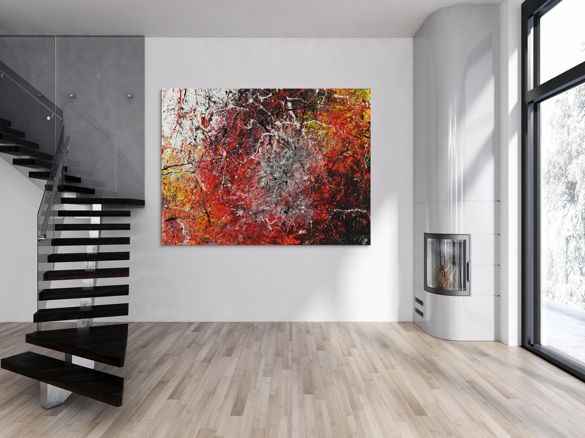 Abstrakres Acrylbild Action Painting Modern Art zeitgenössisch expressionistisch groß auf Leinwand handgemalt