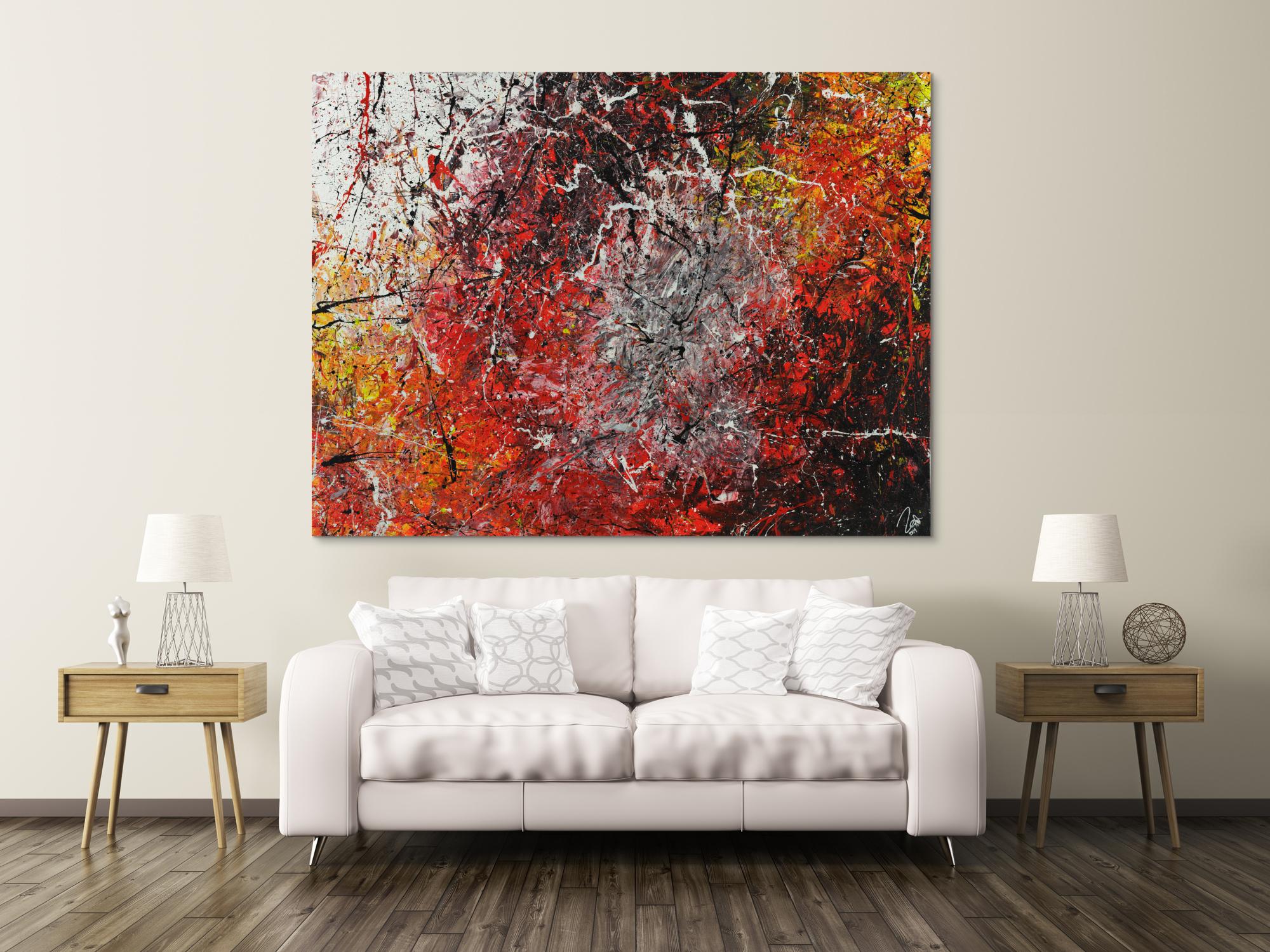 Abstrakres Acrylbild Action Painting Modern Art zeitgenössisch expressionistisch groß auf Leinwand handgemalt